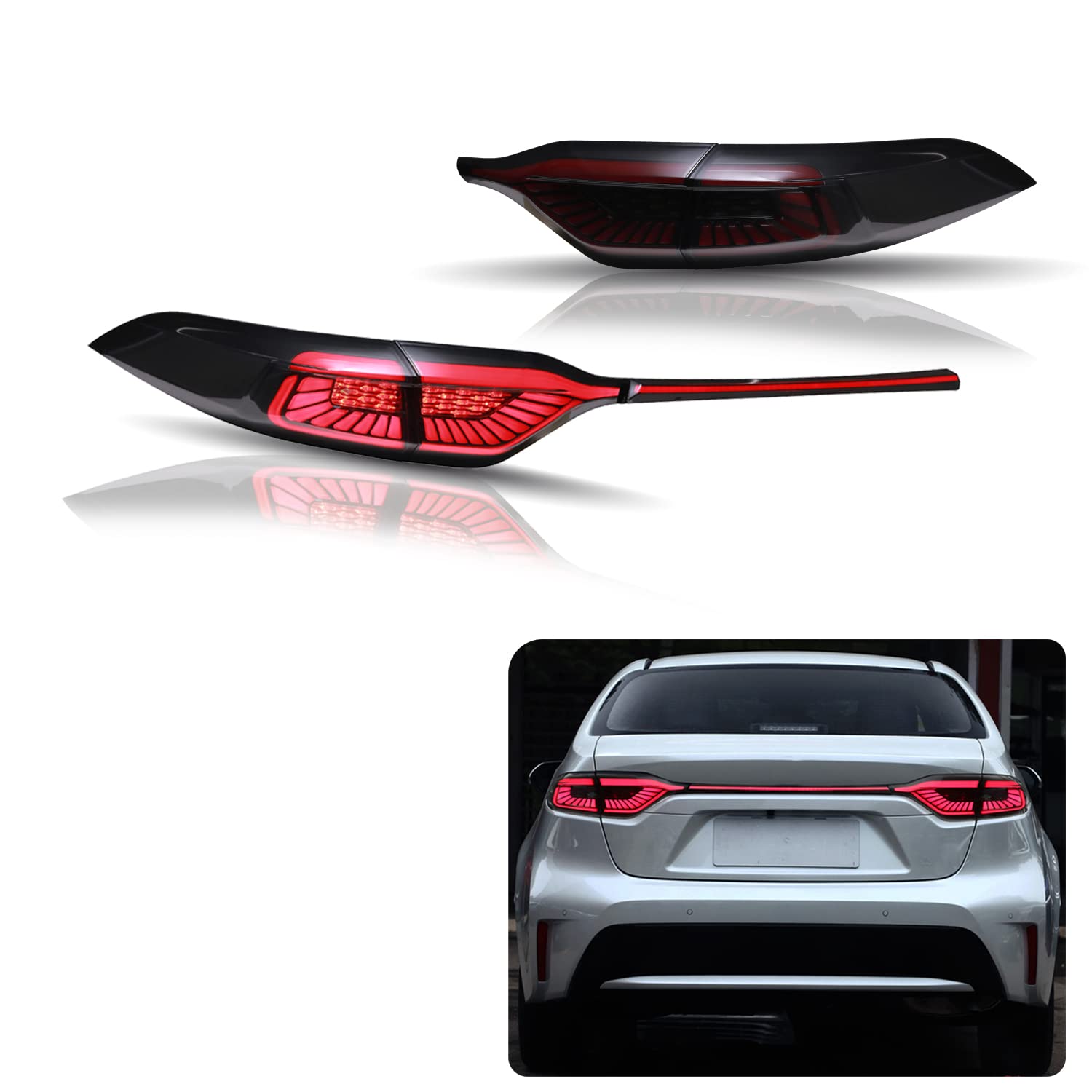 2020-2023 Toyota Corolla LED Tail Lights - 4PCS Sequential Turn Signal Tailgate Light with DRL & Startup Animation | Rear Lamp Assembly Upgrade for Enhanced Style & Safety