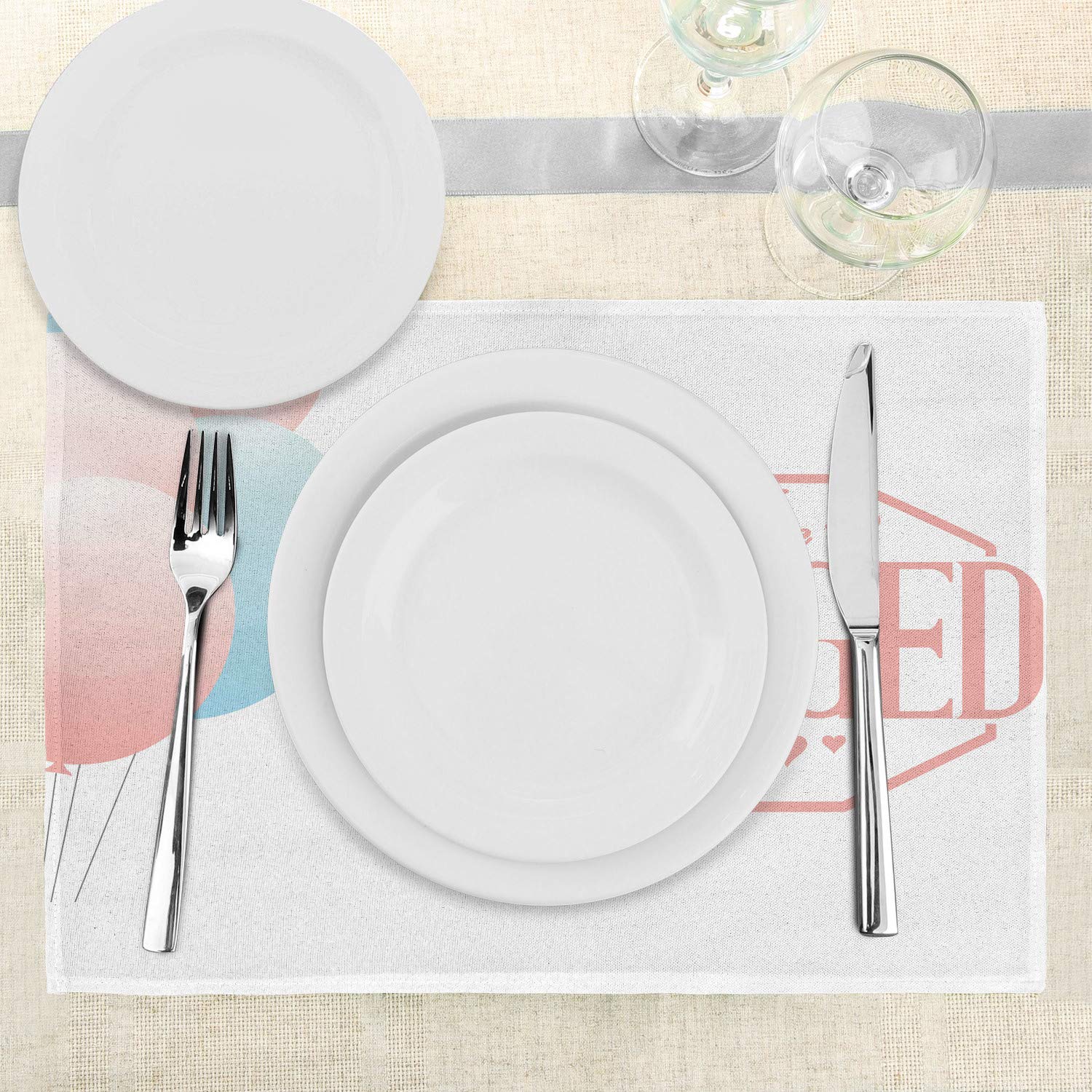 Ambesonne Engagement Party Place Mats Set of 4 - 