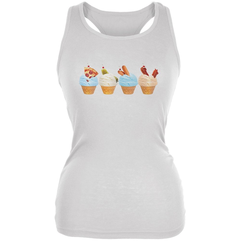 Soft White Juniors Ice Cream Cone Print Tank Top - Large Size | Casual Summer Wear, Beach Outfit, Fun Graphic Tee for Teens