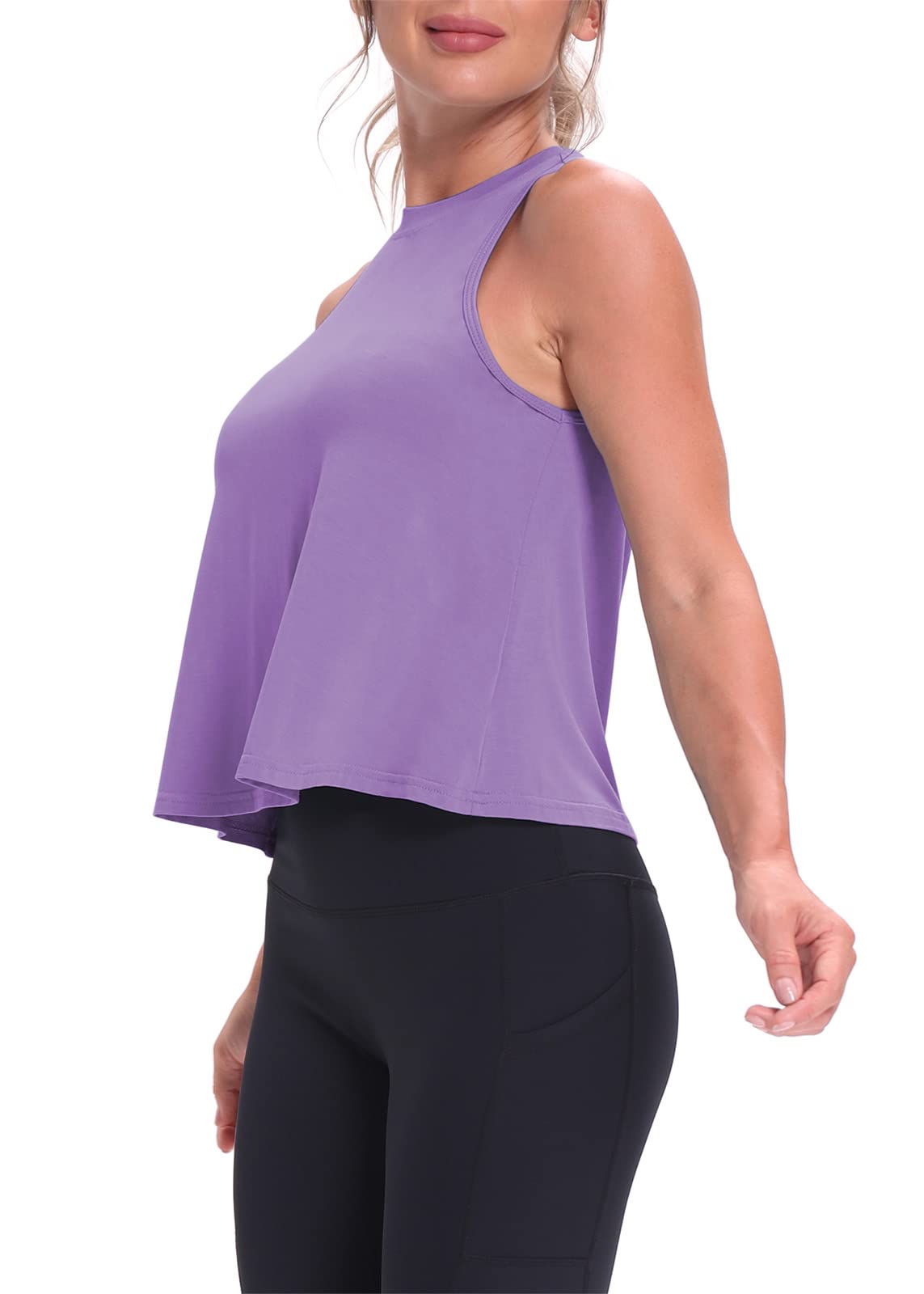 Stylish Mippo Crop Tops for Women - Breathable Workout Shirts, Flowy Cropped Tank Tops for Yoga, Gym & Summer Outfits | Athletic Fitness Apparel for Running & Casual Wear