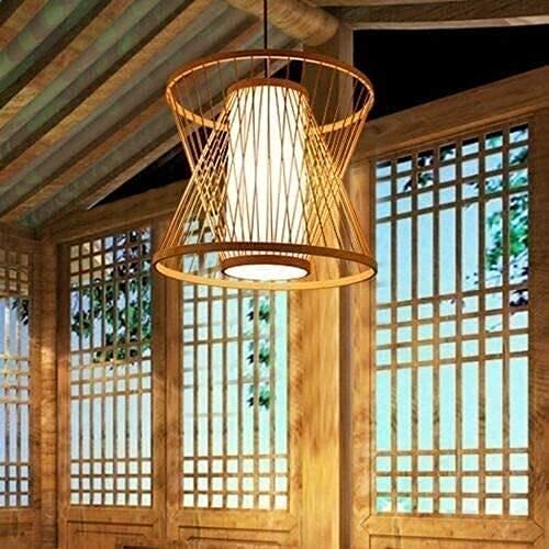 Modern Bamboo Chandelier - Rattan Ceiling Light for Living Room, Restaurant & Hotel Decor