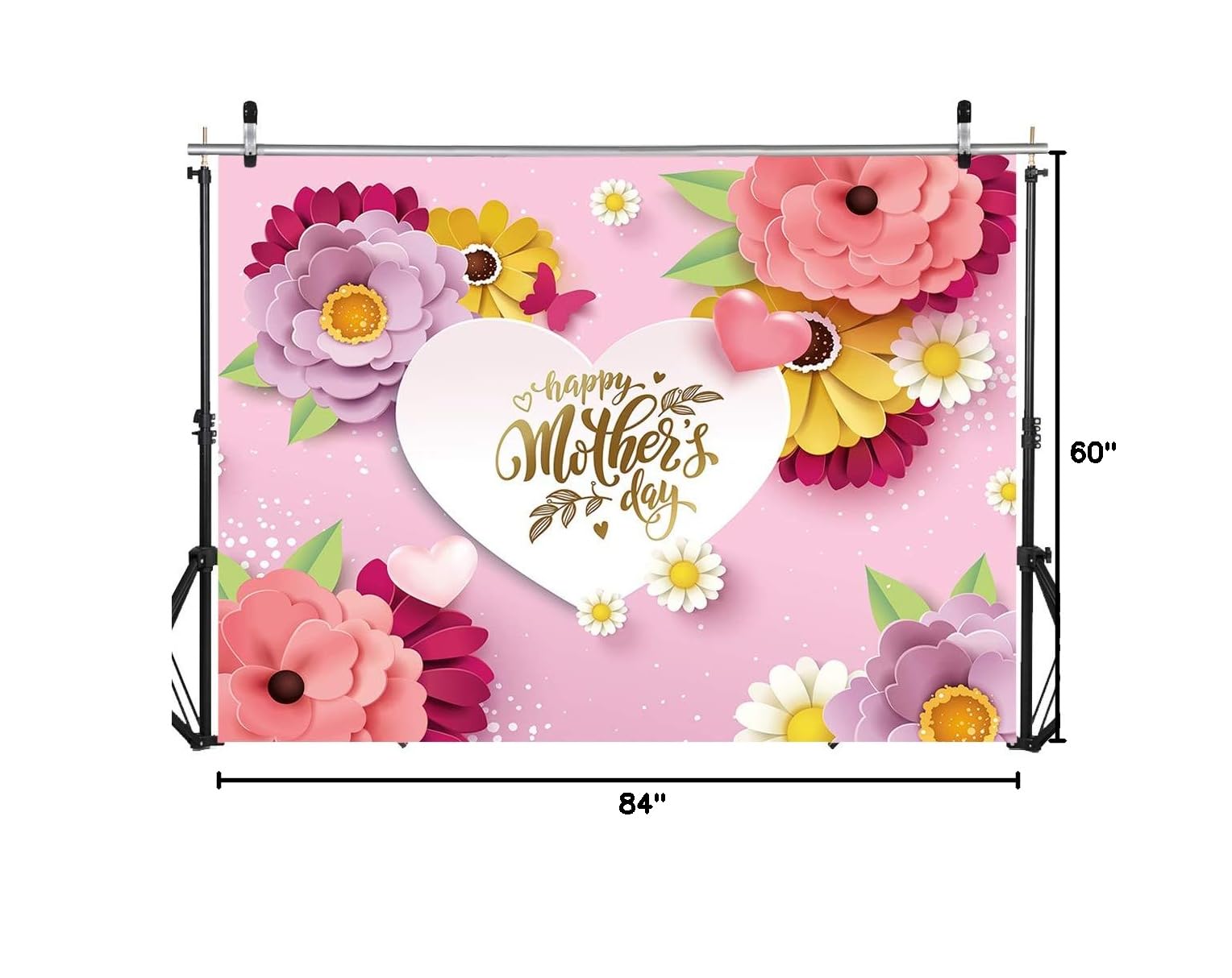 Purple Pink Floral Photo Backdrop for Mother's Day Party Decorations - 7x5ft Photography Background for Mom's Birthday, Baby Shower & Family Photos