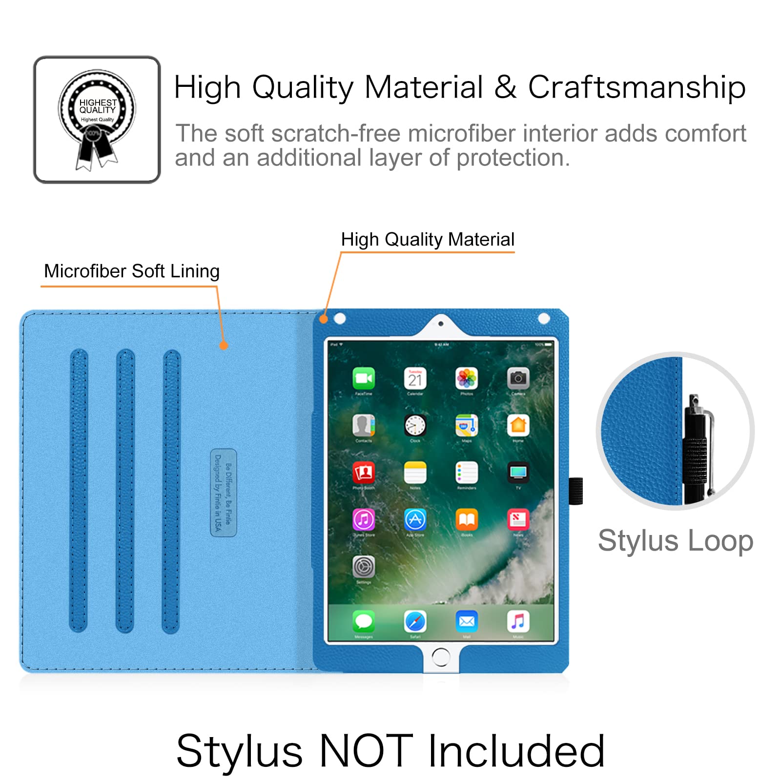 Fintie Protective Case for iPad 6th/5th Generation (2018/2017 Model) & iPad Air 2/Air 1 - 9.7 Inch Shockproof Cover with Corner Protection, Multi-Angle Stand & Storage Pocket - Royal Blue - Perfect for Work, School & Travel