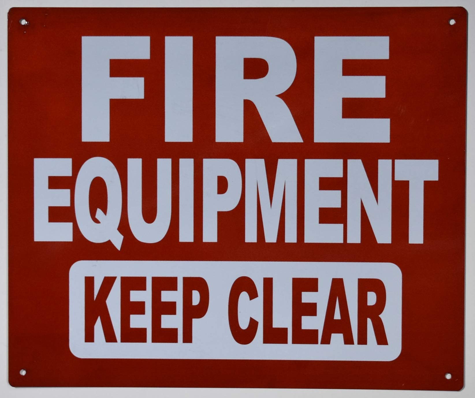 FIRE Equipment Keep Clear Sign - Reflective Aluminum 10x12 Inches, Red Safety Warning for Emergency Exits & Hazard Zones