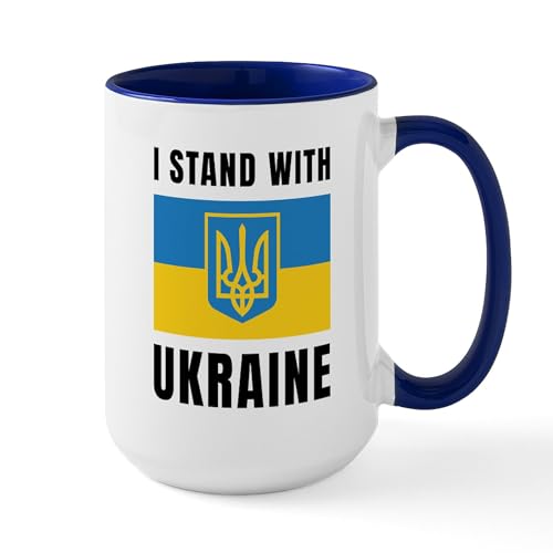 White/Navy Inside - I Stand With Ukraine Large Mug