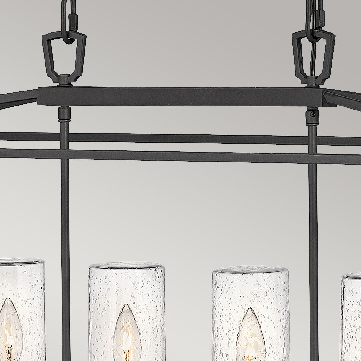 Alford Place 6-Light Outdoor Linear Pendant Light Fixture - Museum Black IP44 E14 Bulb - Perfect for Patio, Deck & Garden Lighting