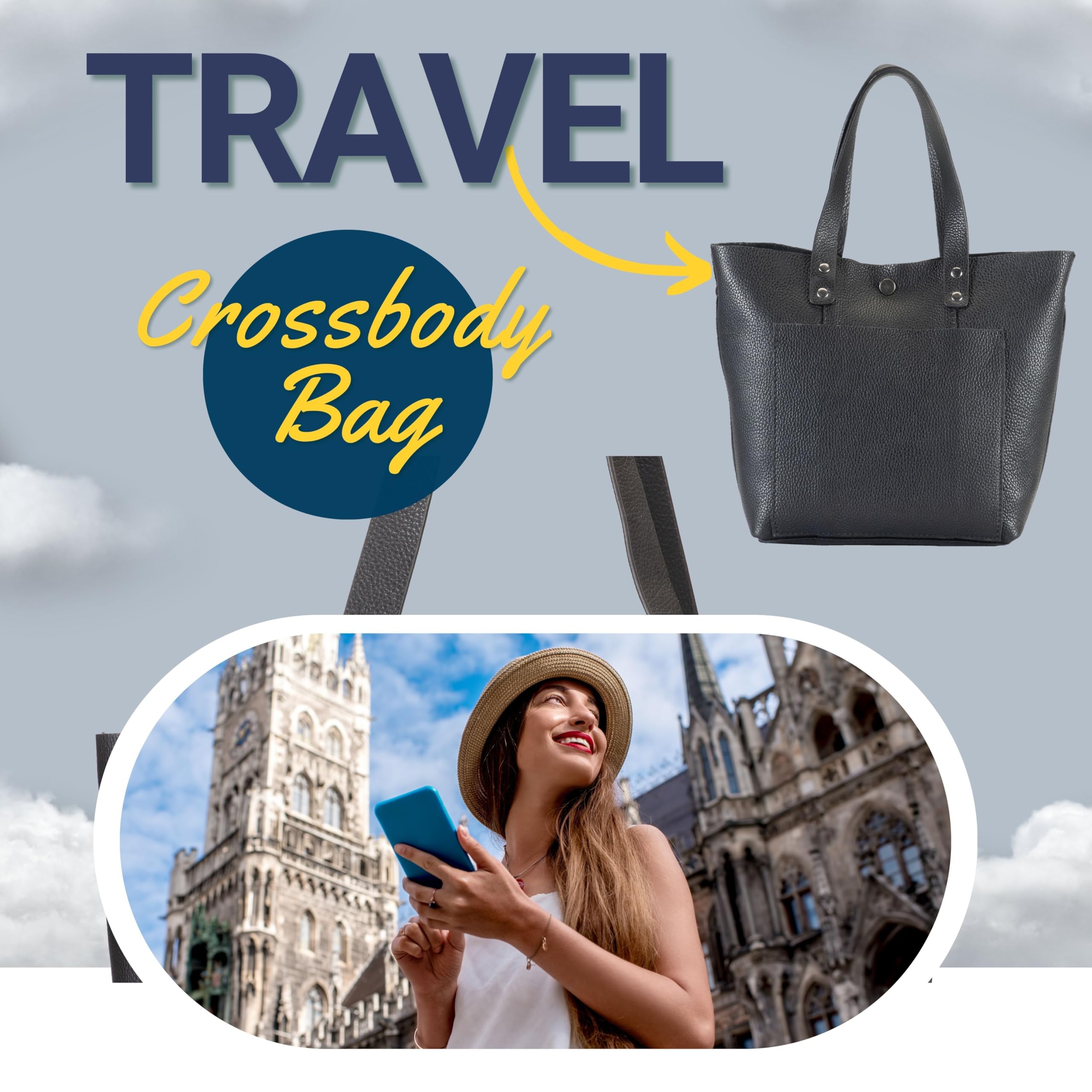 Genuine Leather Mini Crossbody Bag for Women - Stylish & Compact Purse for Everyday Use, Travel, Work & Date Night - Includes Wristlet Strap