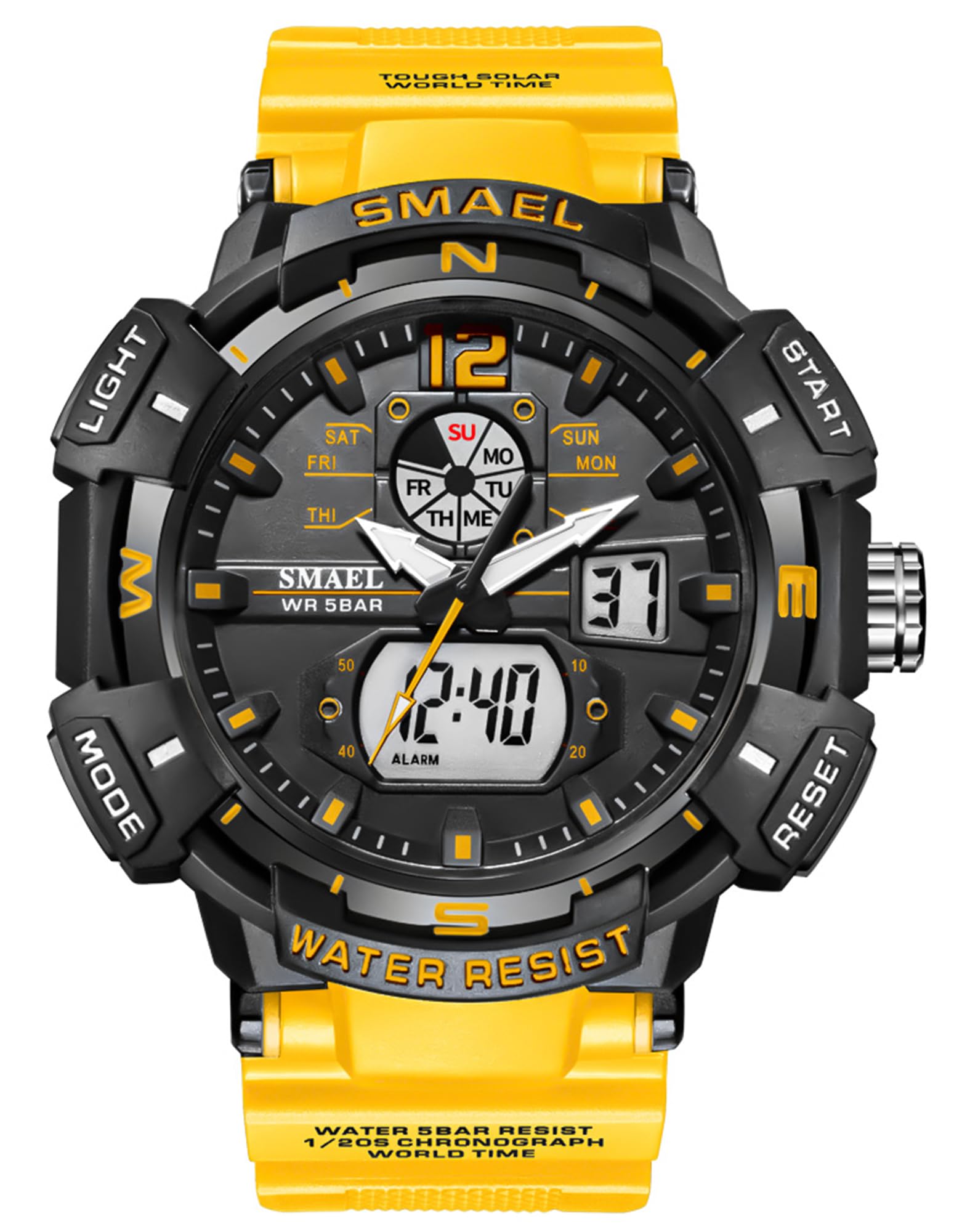 FANMIS Men's Analog Digital Sports Watch - Large Face Military Tactical Watch with Date, LED Backlight, Stopwatch - Waterproof for Outdoor, Running, Hiking & Army Use (Black)