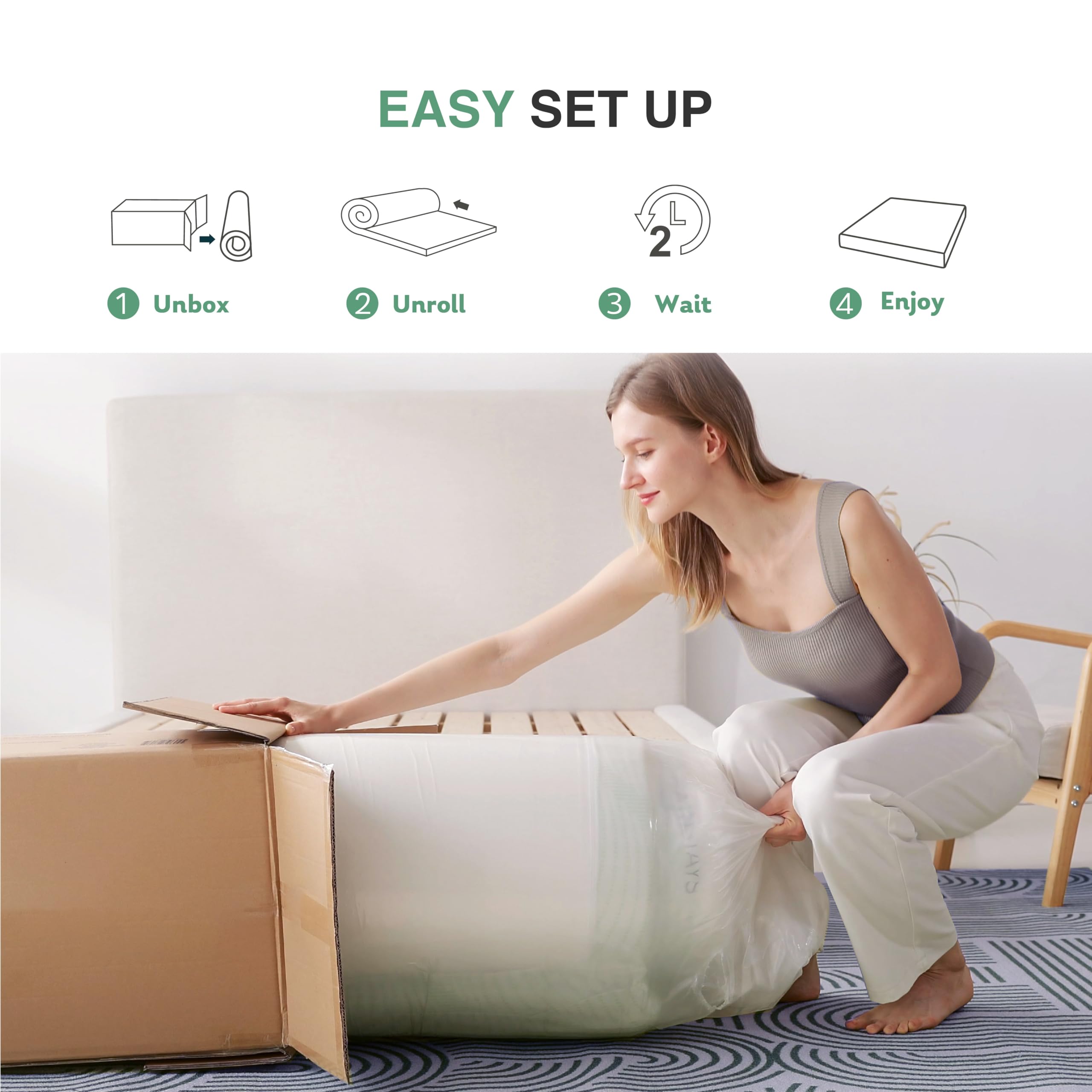 10 Inch Full Size Mattress in a Box - Green Tea Memory Foam Medium Firm Mattress for Platform Beds, Daybeds & Bunk Beds | Breathable & Pressure-Relieving for Side, Back & Stomach Sleepers