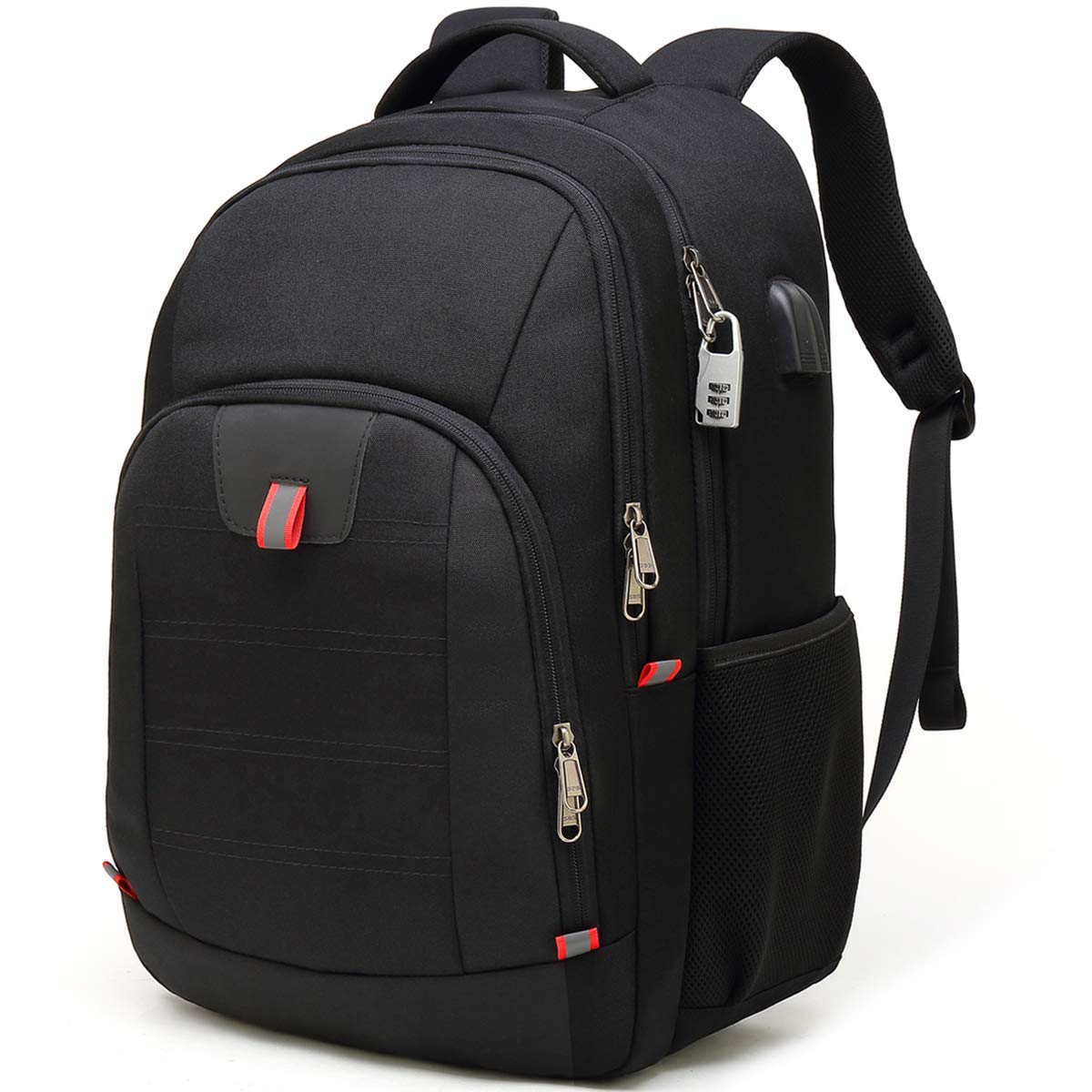 Della Gao Anti Theft Travel Laptop Backpack for Men & Women - USB Charging Port, Water Resistant, Fits 17 Inch Laptop, Large Business Computer Bag - Perfect for Work, School & Travel, Black