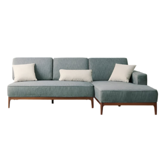 96x62.5x32.2 inch / 244x159x82 cm / Rich Dark Walnut Color / black walnut Three-person corner left concubine grass moss green