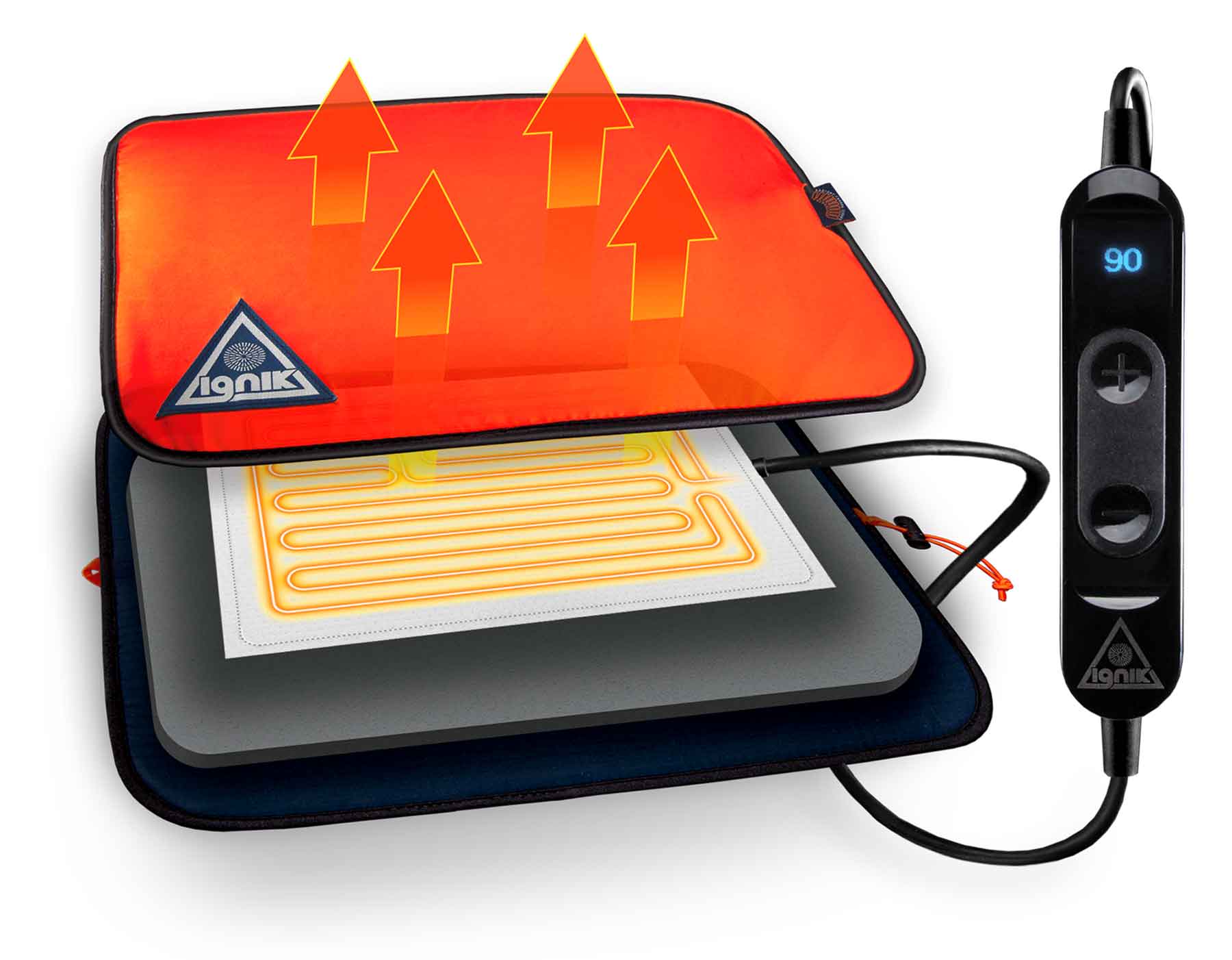 Heated Seat Cushion for Car & Home - Back Pain Relief, Orange & Blue - Perfect for Office Chairs, Gaming, and Long Drives