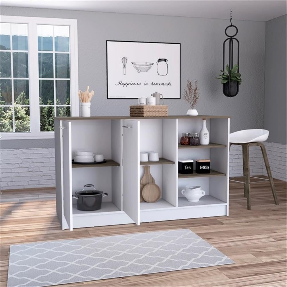 TUHOME Multi-Color Engineered Wood Kitchen Island with Storage - Modern Rolling Kitchen Cart for Small Spaces, Food Prep & Dining - Perfect for Apartments, Condos & Open Kitchens