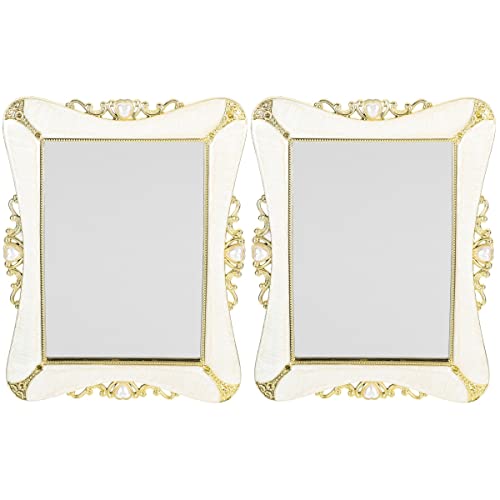 2 Pack European Style Desktop Makeup Mirror - Single-Sided Vanity Mirror with Stand for Dressing Table, Bedroom & Bathroom | Perfect for Makeup Application, Skincare Routine and Hair Styling