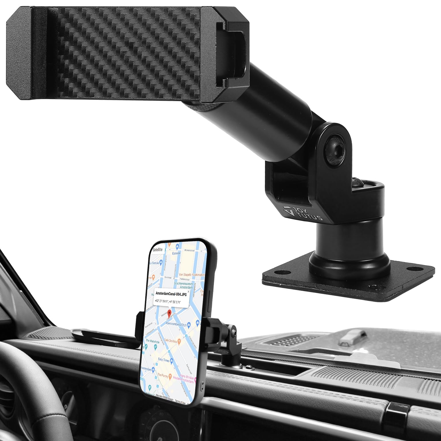 JOYTUTUS Heavy Duty Car Phone Mount for Jeep Wrangler JL (2024/JL 4XE) & Gladiator JT 2024 - Universal Dash Phone Holder Compatible with iPhone & Android Smartphones - Perfect for Off-Road Adventures & Daily Commutes
