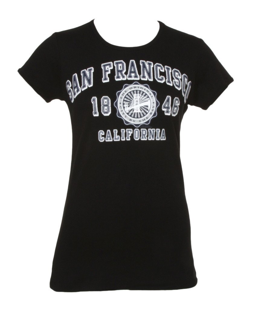 Cali Pride Women's Short-Sleeve T-Shirt - San Francisco 1846 Design - Small Black - Casual Wear & California Pride Fashion