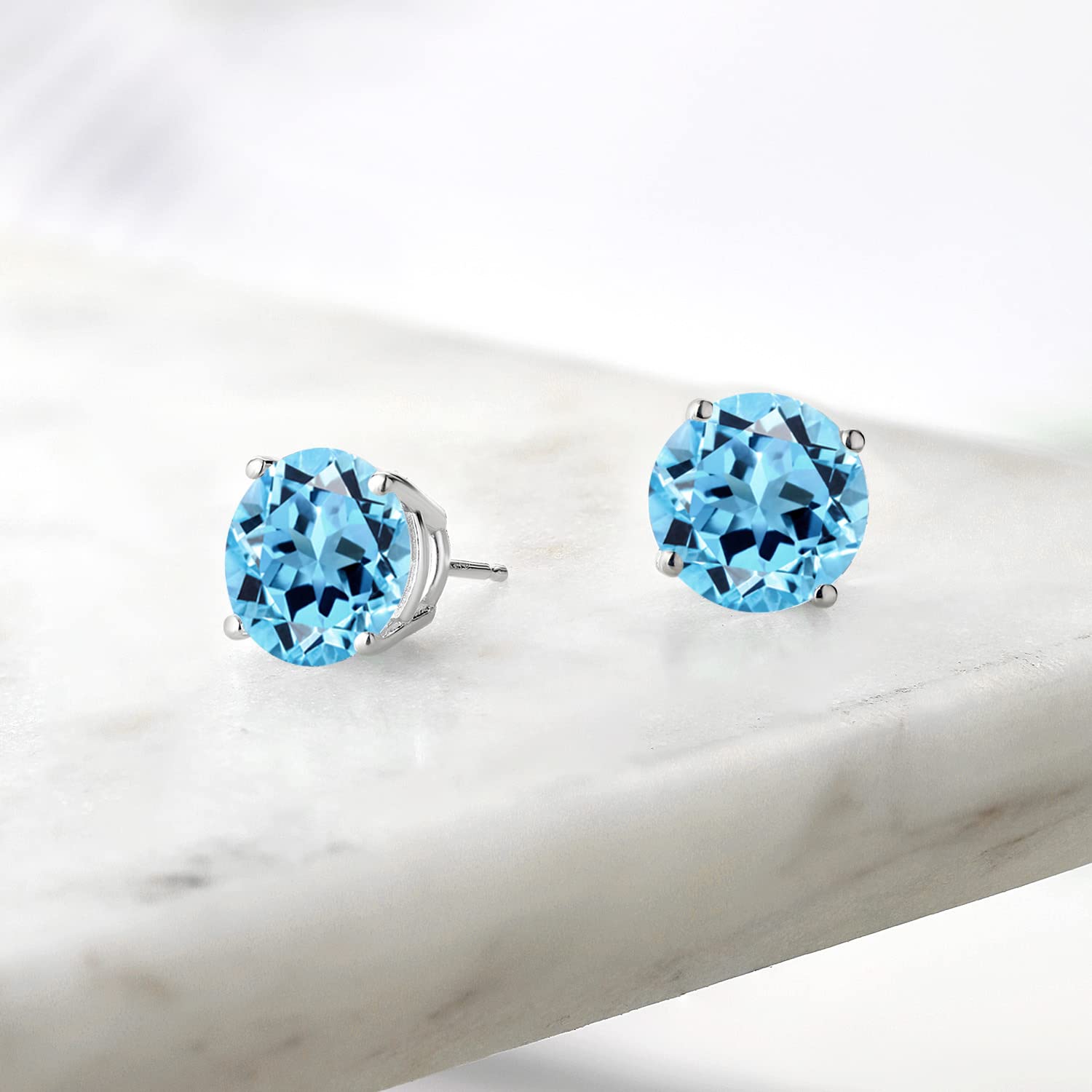 Gem Stone King 10MM Round Birthstone Stud Earrings for Women & Men - 925 Sterling Silver Fine Jewelry | Perfect Gift for Mom, Wife, Her | Birthday, Anniversary, Valentine's Day Present