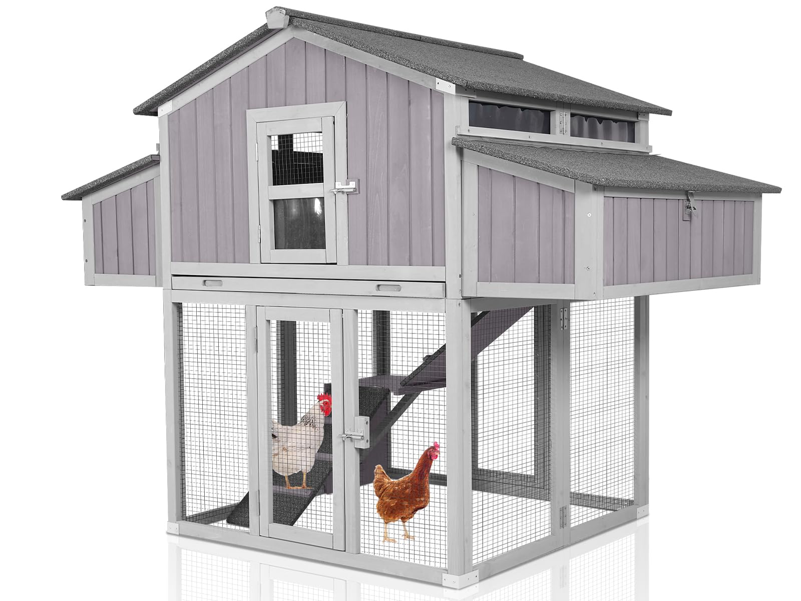 Large Folding Chicken Coop - Easy Setup Portable Outdoor Chicken House with 2 Nesting Boxes, Leakproof Pull-out Tray & UV-Resistant Roof | Perfect for Backyard Poultry, Small Farms & Urban Chicken Keeping