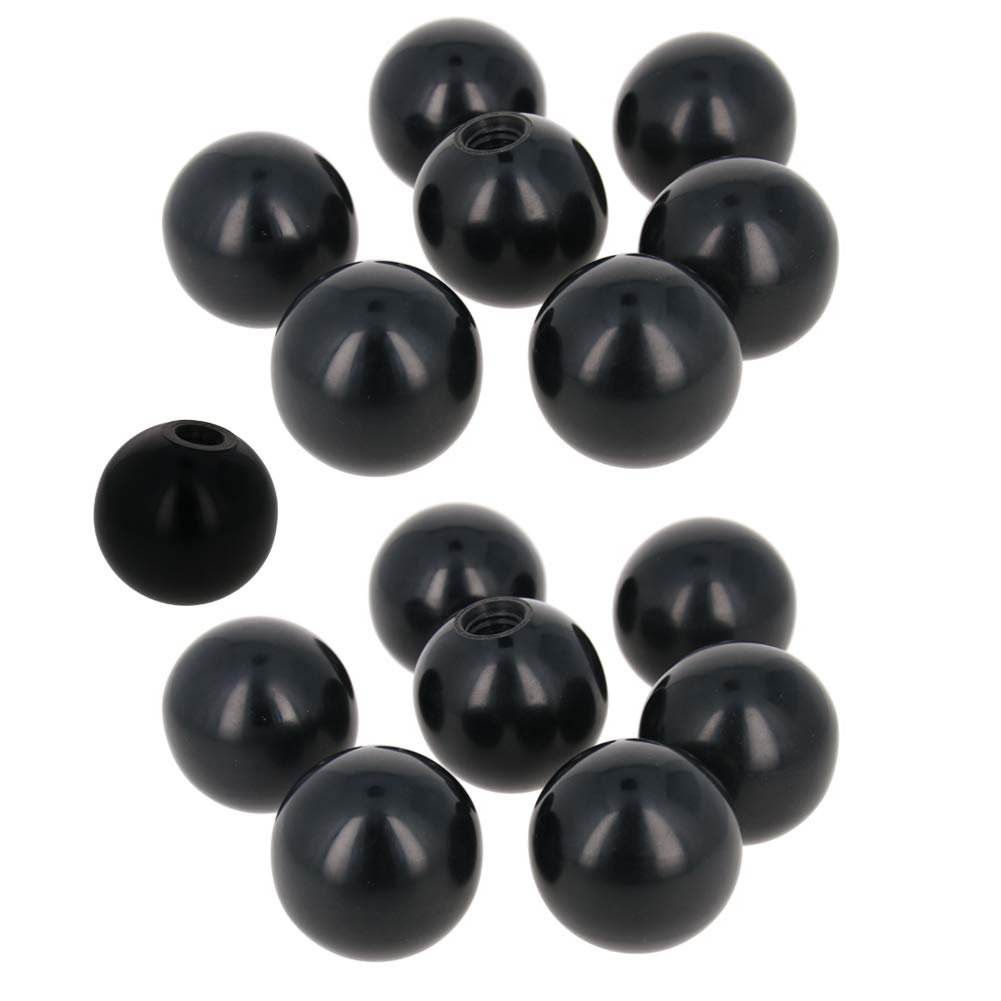 Bettomshin 15PCS M12 Female Thread Thermoset Ball Knob - 40mm/1.57” Diameter Bakelite Spherical Handle with Smooth Black Rim for Lawn Mowers, Exercise Equipment, Machinery Valves & Spigots | Durable Replacement Part for Industrial and Home Use