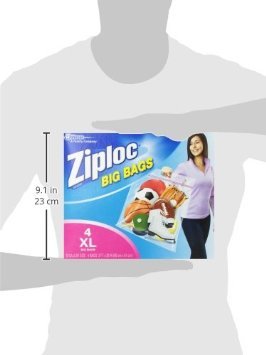 Ziploc Big Bag XL (4 Bags) - Extra Large Storage Bags for Food, Clothes & Travel - Airtight, Durable & Reusable - Perfect for Freezing, Organizing & Packing
