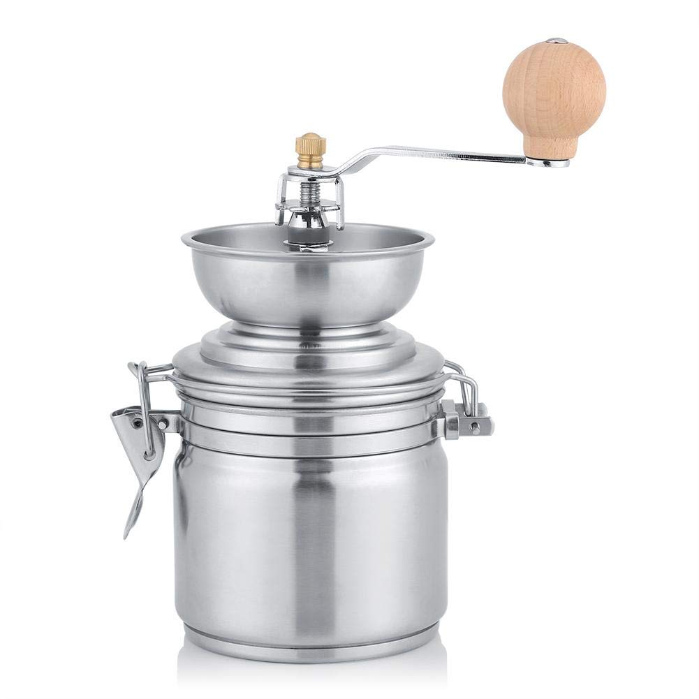 Premium Manual Coffee Grinder - Stainless Steel Hand Crank Mill for Espresso, French Press & Pour Over - Portable Lightweight Design with Ergonomic Handle (Silver) - Perfect for Home, Office & Camping Use