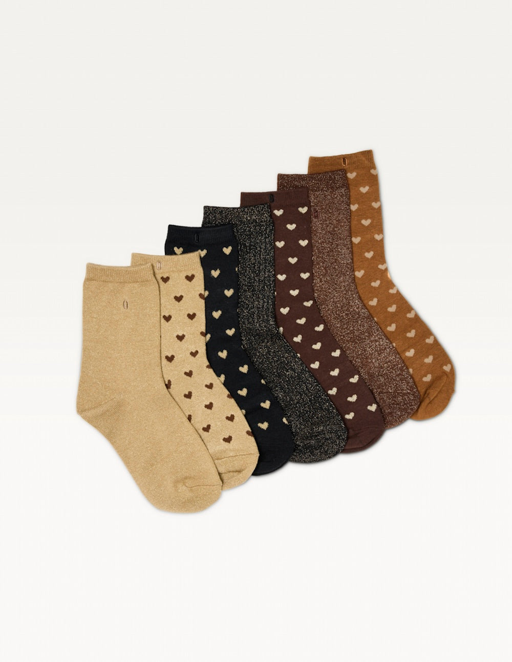 7-Pack Sparkling Heart Socks for Women - Glitter Valentine's Day Socks - Perfect for Gifts, Parties & Casual Wear