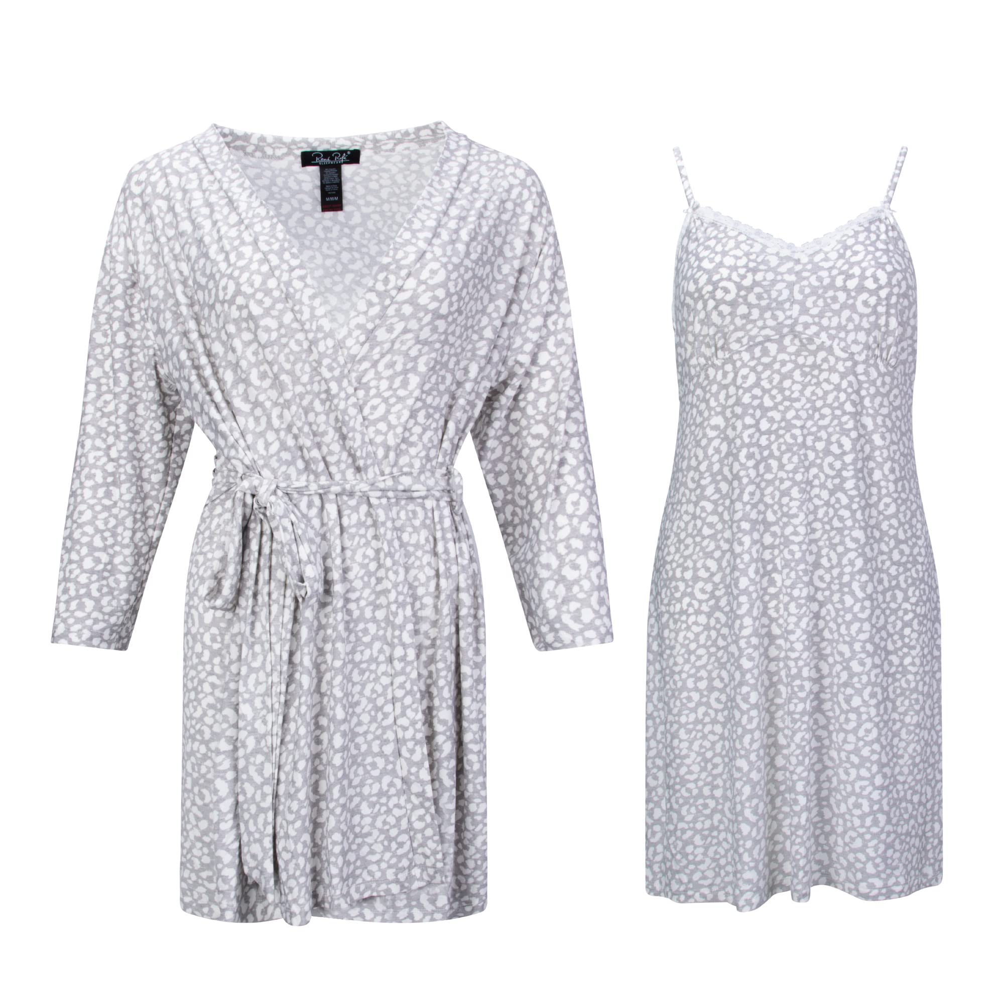 2 Piece Robe and Chemise Travel Sleep Set - Soft Loungewear for Women, Comfortable Sleepwear & Hotel Relaxation Outfit - Perfect for Travel, Spa Days, and Cozy Nights at Home