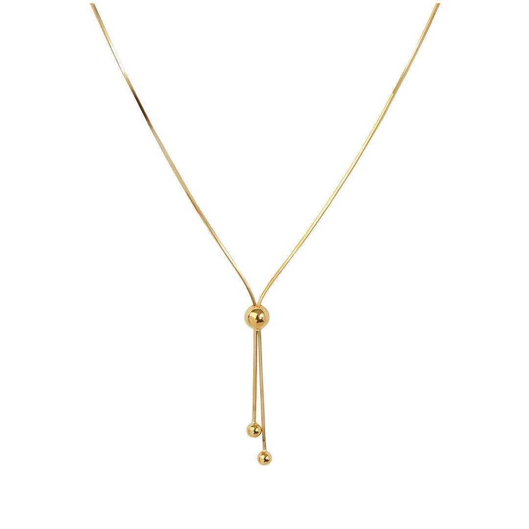 18K Gold Lariat Slider Chain Necklace for Women - Adjustable Length, Dainty & Elegant Jewelry Gift for Her - Perfect for Date Night, Wedding, Anniversary & Special Occasions