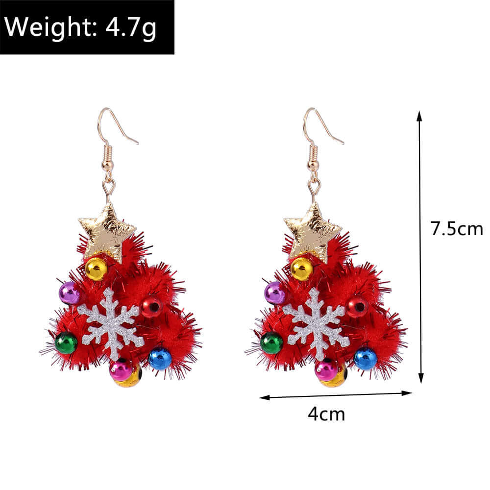 Whimsical Color Bead Christmas Wreath Drop Earrings | Handwoven Bohemian Dangle Earrings for Women | Perfect for Holiday Parties, Festive Gatherings & Gift Giving