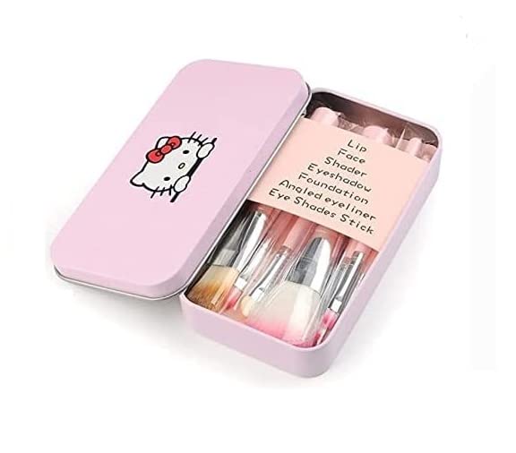 RJGUDDU TYA Fashion 6155 Professional 7-Piece Pink Makeup Brush Set with 36H Long-Lasting Eyeliner, Kajal Pencil & 2 Multicolor Blending Sponges - 12-Pack Makeup Kit for Daily Use, Party & Special Occasions