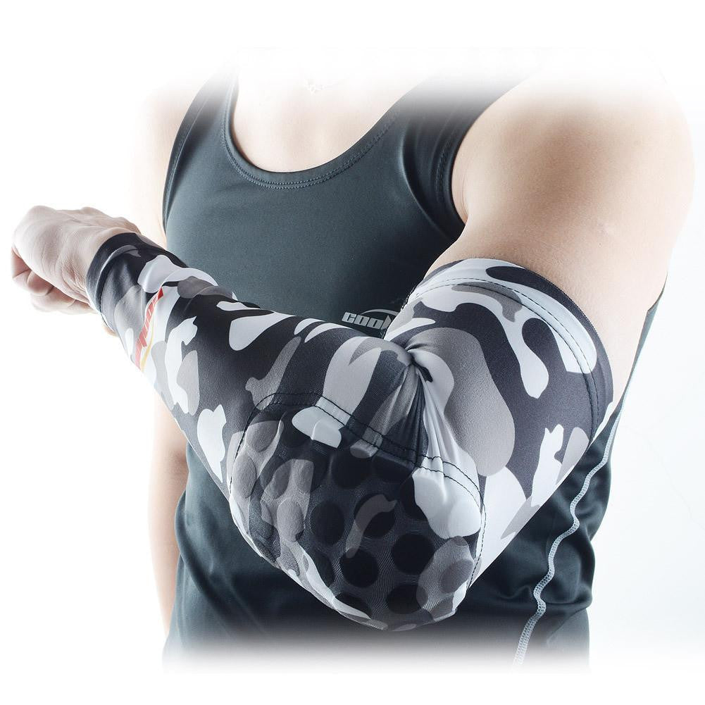 Camouflage Grey Anti-Slip Arm Sleeve with Padding - Perfect for Basketball, Cycling & Outdoor Sports Protection