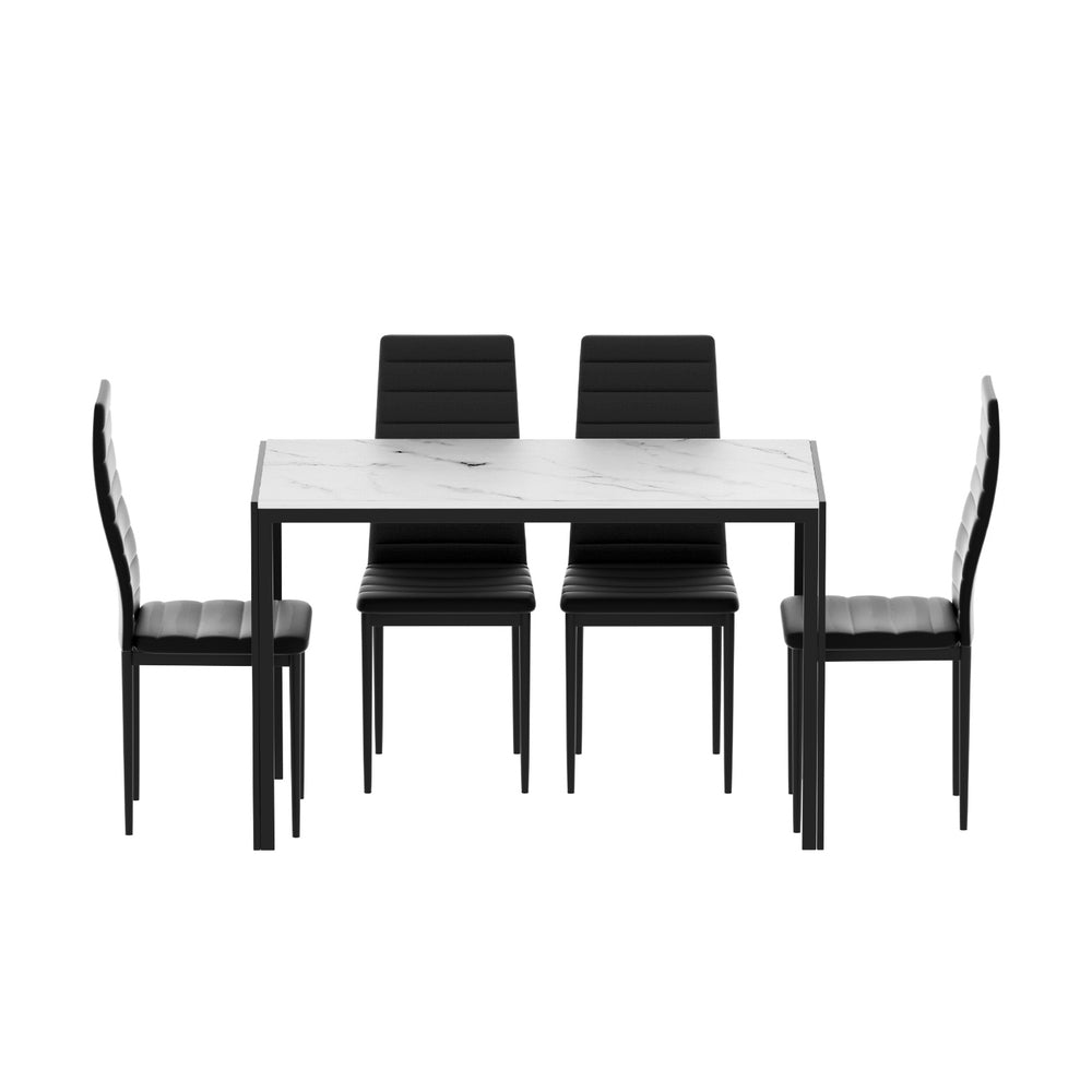 Artiss 5-Piece Dining Table Set with 4 Chairs - Modern Marble Effect Kitchen Table for Small Spaces | Perfect for Breakfast Nook, Apartment Dining, and Family Gatherings