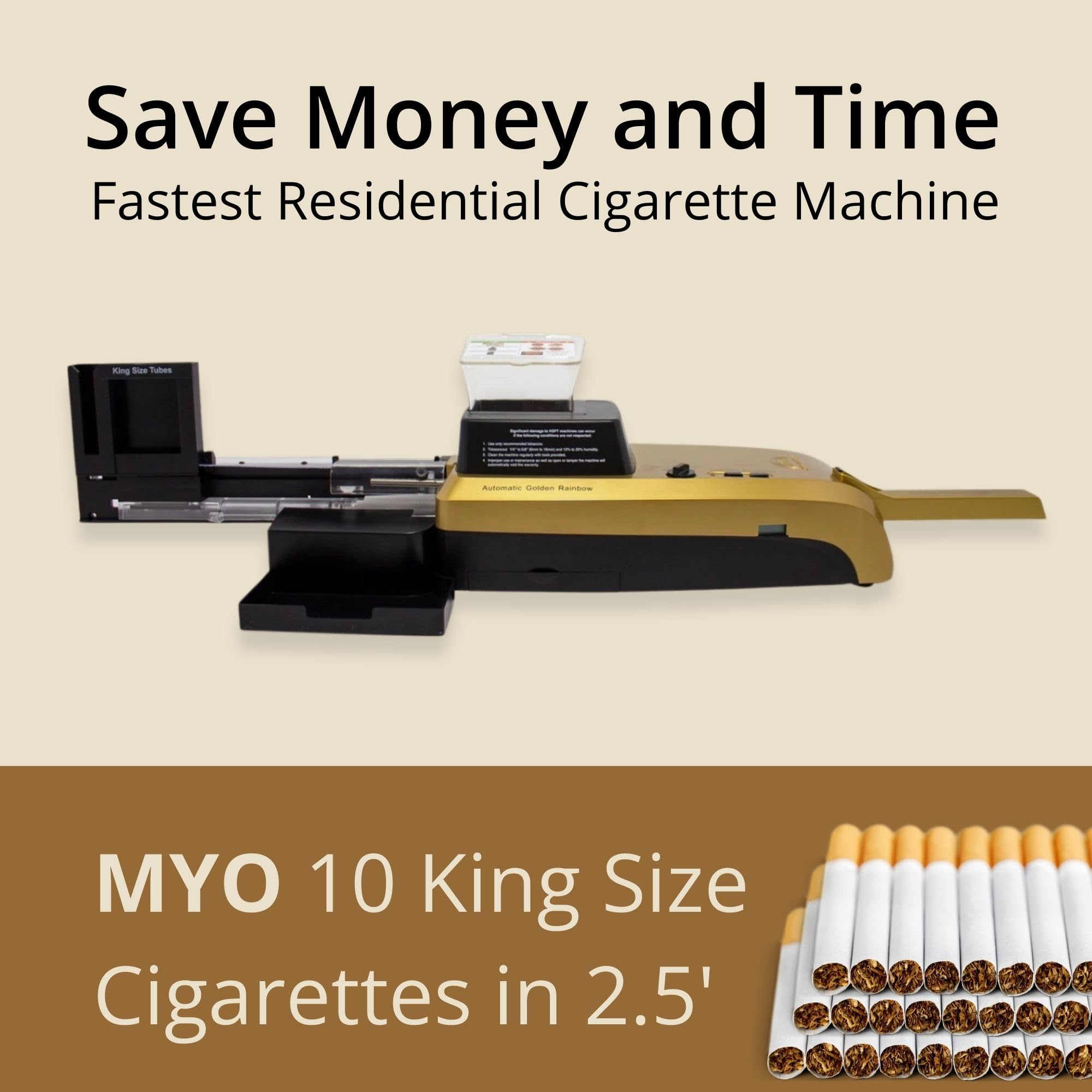 Fully Automatic Electric Cigarette Rolling Machine - Adjustable Density King Size Tobacco Injector with Counter & Jam Protection (Loads 10 Tubes) | Perfect for DIY Cigarettes, Home Use & Tobacco Enthusiasts