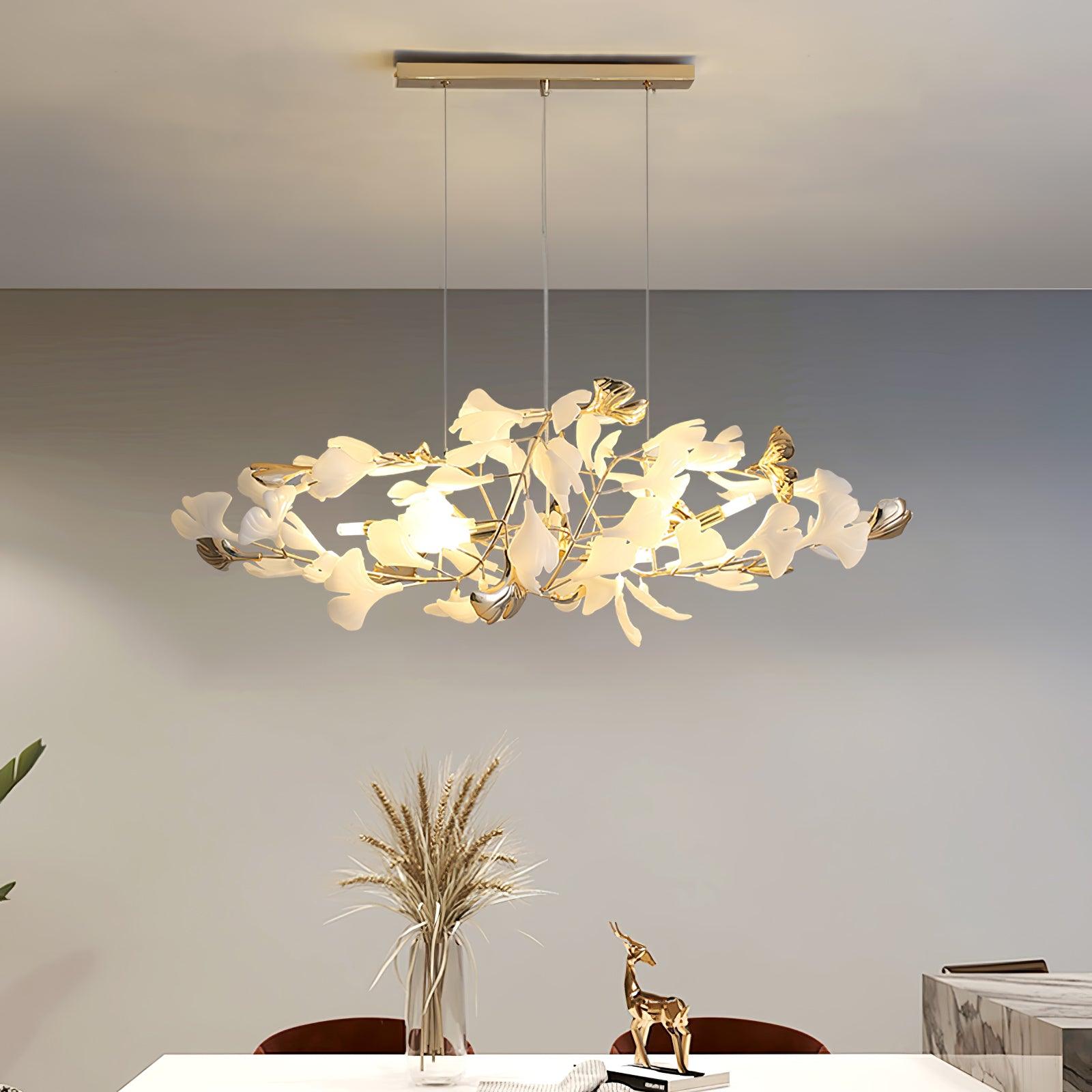 Elegant Ginkgo Leaf Chandelier - Modern Gold Ceiling Light Fixture for Dining Room, Living Room & Bedroom - Perfect for Home Decor, Wedding Venues & Luxury Spaces