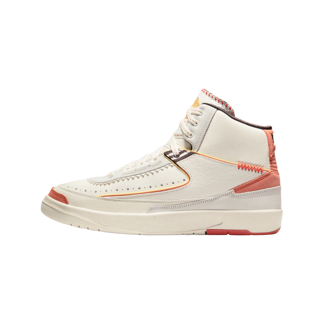 Air Jordan 2 Retro Sneakers - Maison Chateau Rouge Collaboration in Sail/Citron Pulse Orange - Men's Basketball Shoes for Streetwear & Casual Outfits