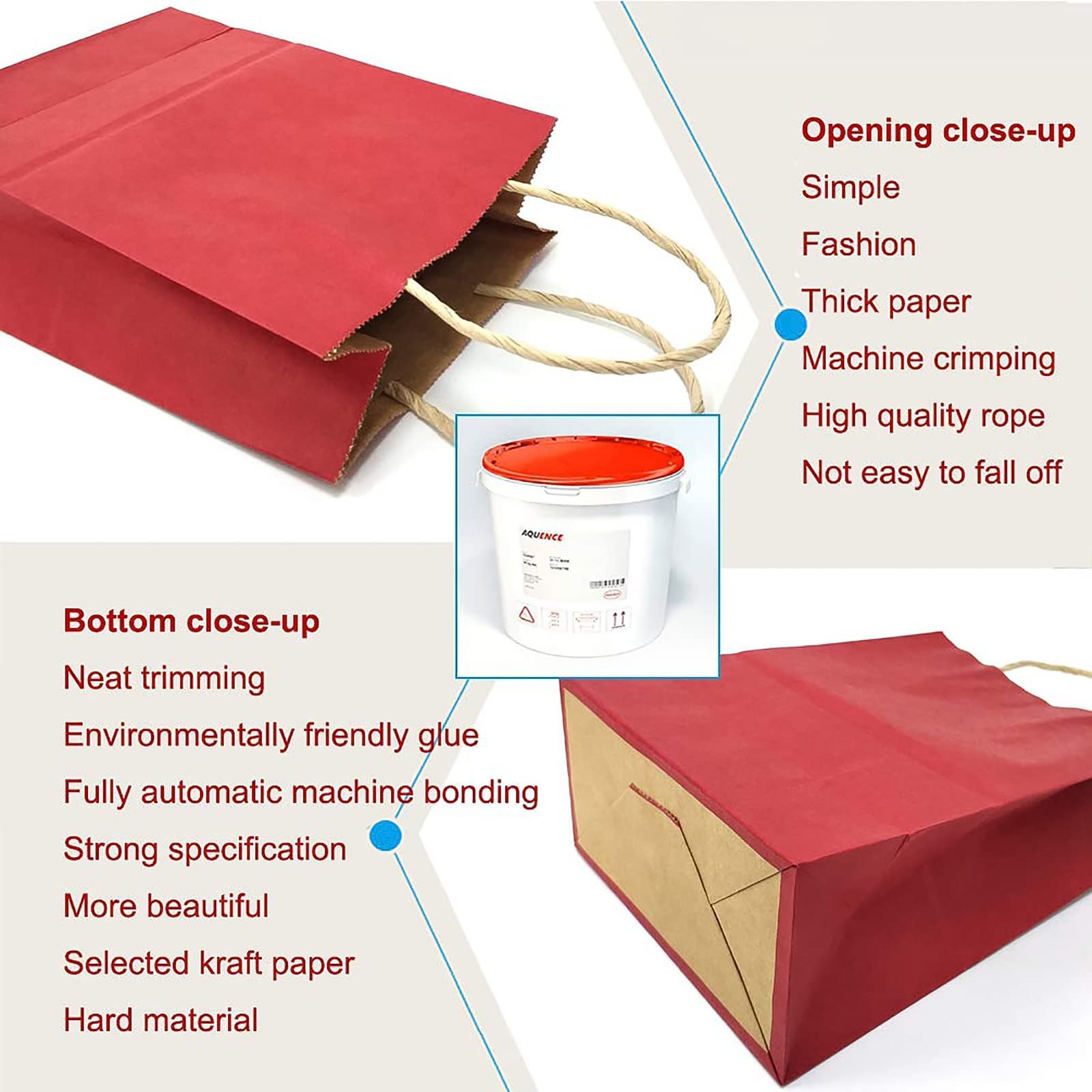 AZOWA Mini Small Kraft Paper Gift Bags with Handles - 4 x 2.4 x 6 Inches, Red, 25 Pack - Perfect for Party Favors, Wedding Gifts, and Retail Packaging