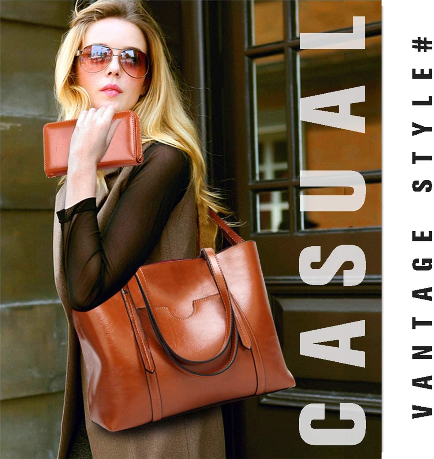 Women's Large Tote Shoulder Bag with Wallet - Work & Travel Purse
