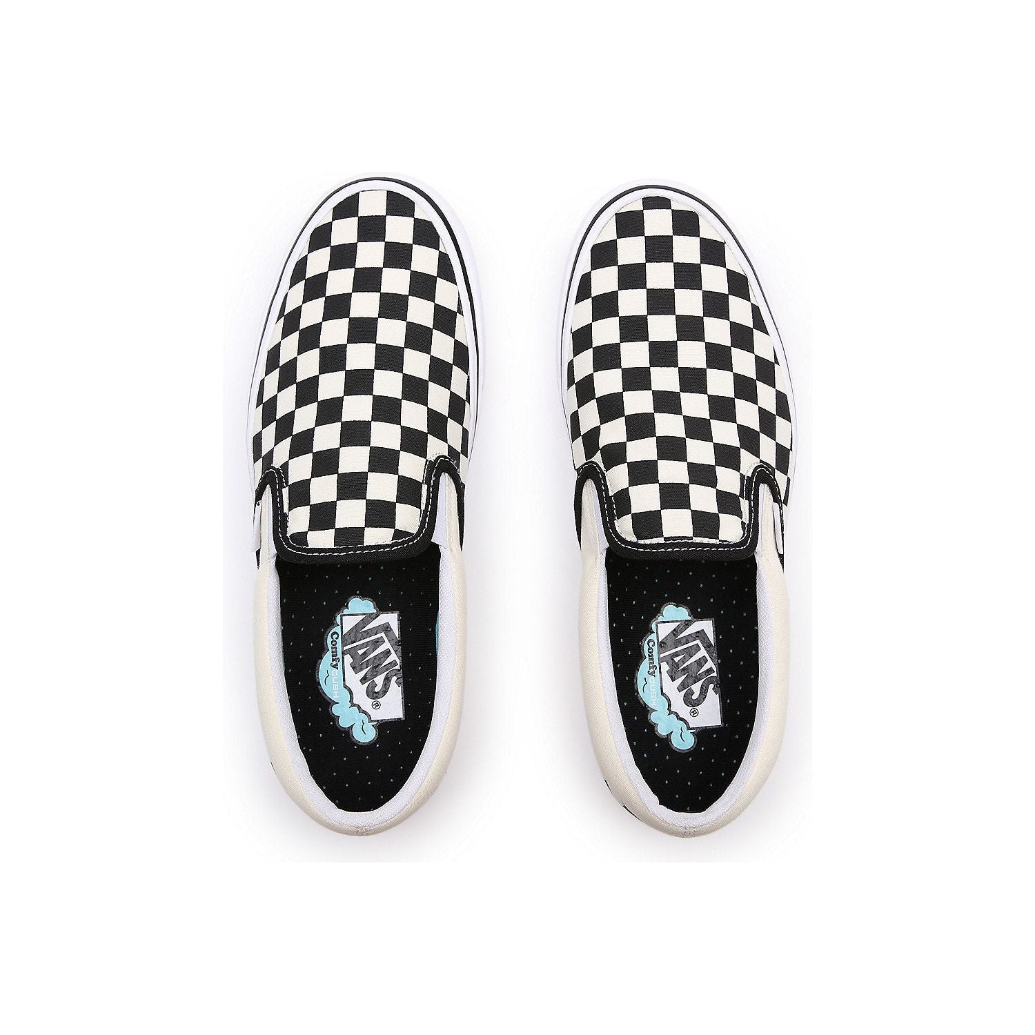 Vans Classic Slip-On Comfycush™ Checkerboard Shoes - Black & Off White | Comfortable Skate Shoes for Men & Women | Perfect for Casual Wear, Street Style & Skateboarding