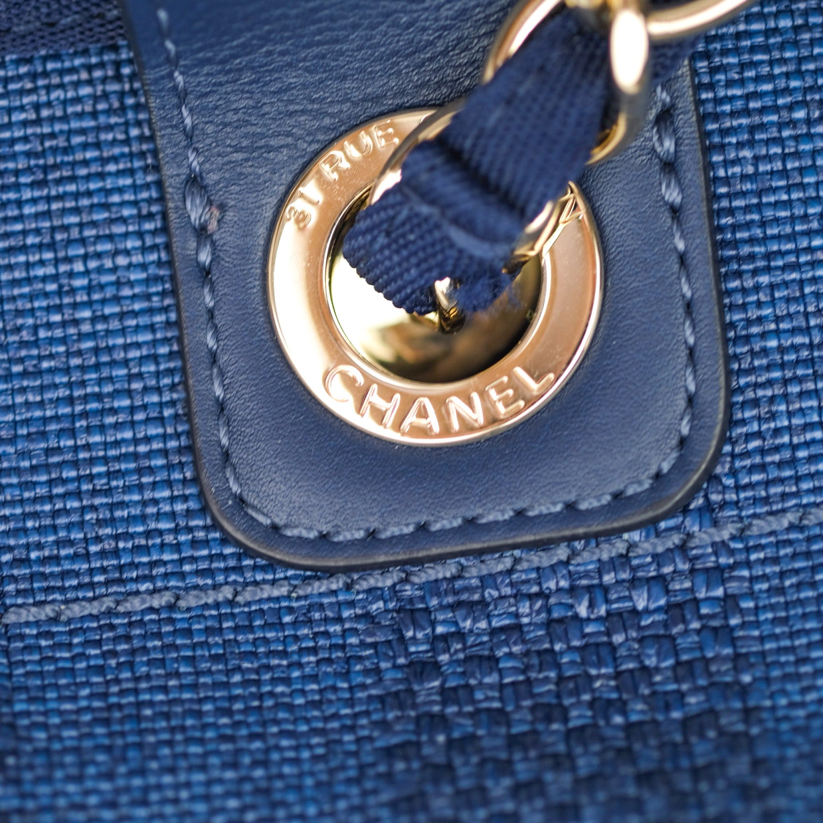 Chanel Canvas Large Deauville Tote Bag Navy Blue Striped 20S - Luxury Beach Tote for Women, Perfect for Travel, Shopping & Everyday Use