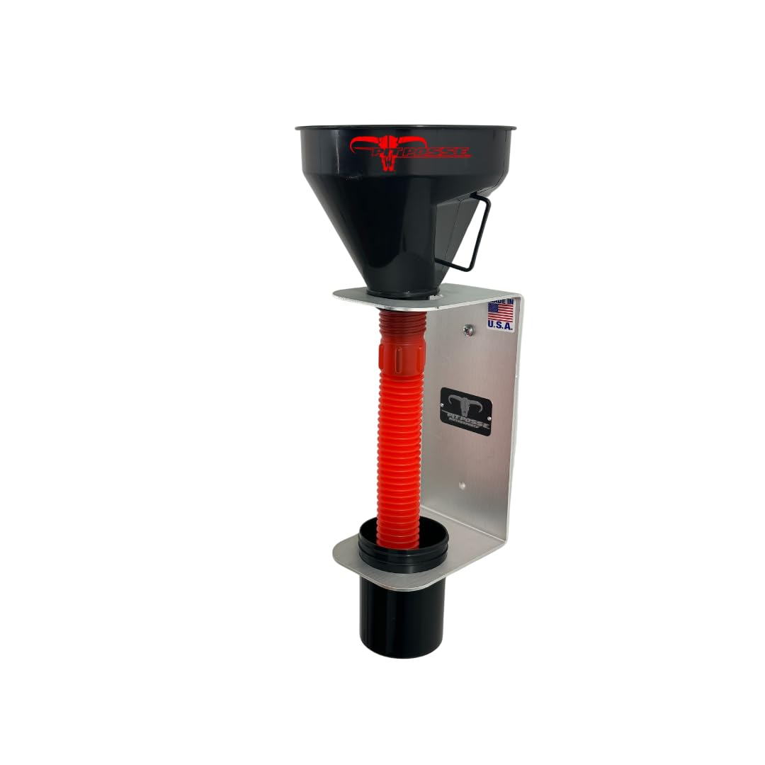 Pit Posse PP3367-Kit Large Wide Mouth Flexible Oil Funnel with Holder, Strainer & Handle - Perfect for Automotive Oil Changes, Diesel, Kerosene, Gas & Coolant Transfer - Ideal for DIY Car Maintenance, Motorcycle Care & Garage Use