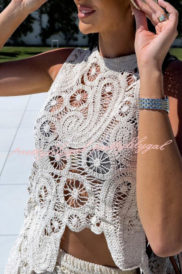 Crochet Lace Summer Tank Top for Women - Boho Chic Loose Fit with Irregular Hem | Perfect for Beach Vacations, Music Festivals & Casual Outings
