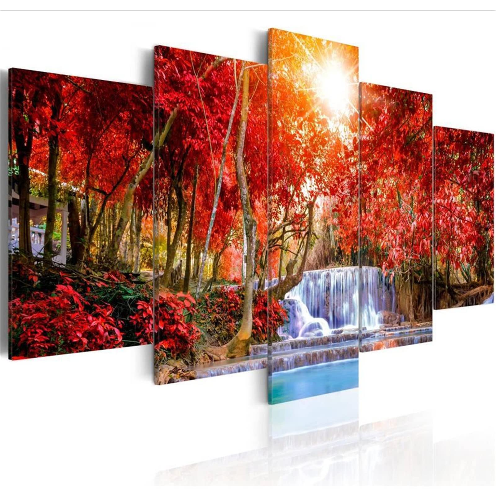5 Sets Diamond Painting Kits for Adults - Maple Falls Full Drill DIY Diamond Art Cross Stitch Canvas Craft Kit, Home Wall Decor & Bedroom Art, Perfect Gift for Relaxation & Stress Relief (Ideal for Home Decor, DIY Projects, and Thoughtful Gifts)