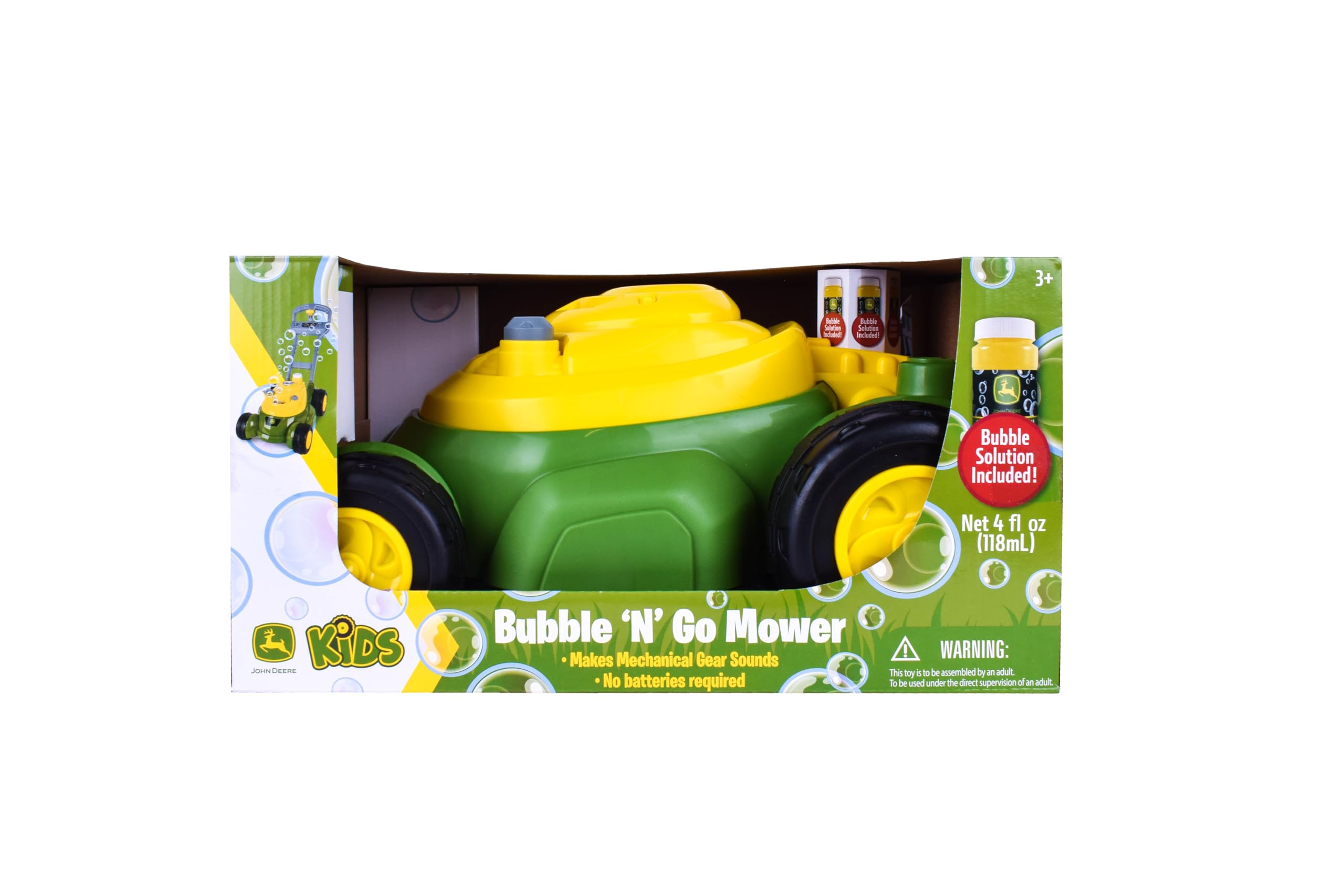 John Deere Bubble Lawn Mower Toy for Toddlers - Fun Bubble Blowing Machine for Kids Ages 2+ | No Batteries Needed | Perfect Outdoor & Indoor Play Toy for Boys & Girls | Great Birthday Gift & Party Favor for Preschoolers | Gardening Pretend Play for Backyard, Park & Playdates