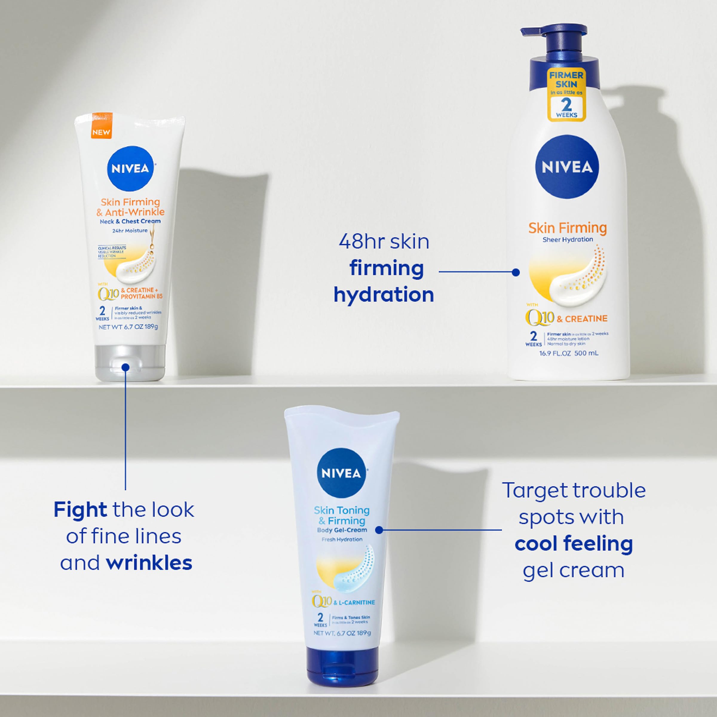 NIVEA Skin Firming Body Lotion & Gel Cream Set - Hydrating & Tightening 16.9oz Lotion + 6.7oz Gel - Perfect for Daily Moisturizing & Anti-Aging Body Care Routine