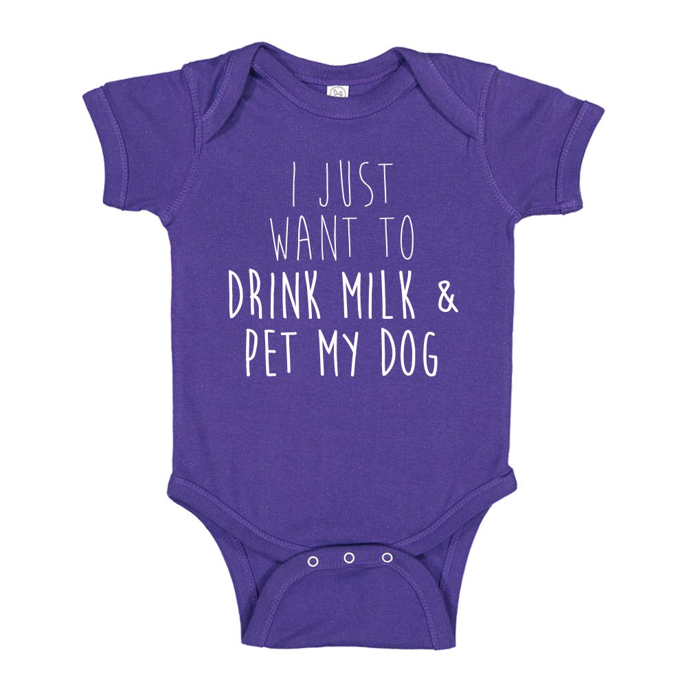 Cute Baby Bodysuit & Toddler T-Shirt - 'I Just Want to Drink Milk and Pet My Dog' Funny Outfit for Infants | Perfect for Playdates, Photo Shoots & Everyday Wear