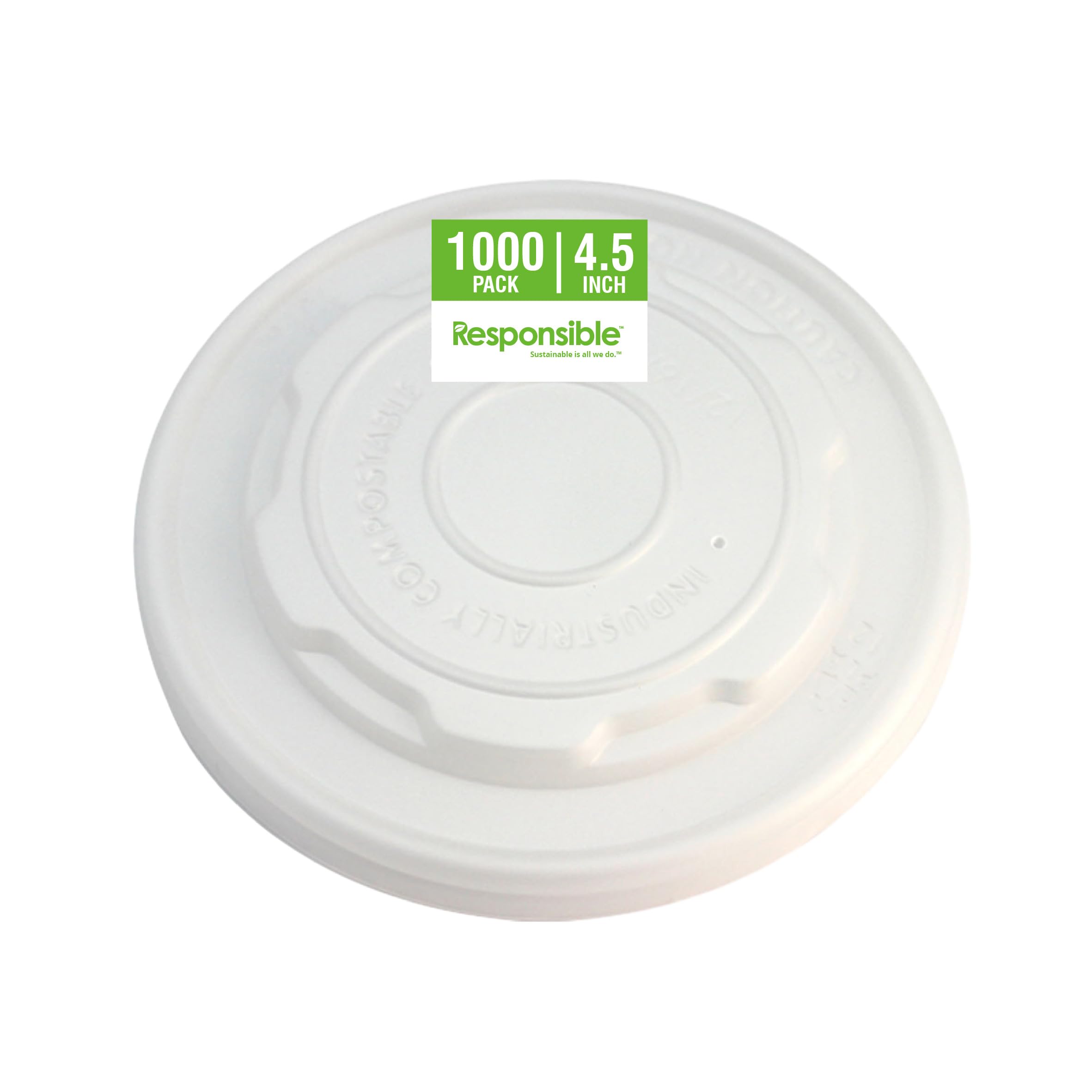 Compostable Food Container Lids 12-32 oz - Tree-Free, PFAS-Free, Extra Strength White Lids (1000 Count) for Eco-Friendly Takeout, Meal Prep & Sustainable Catering