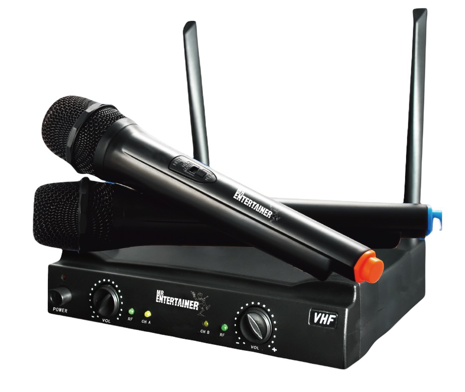Mr Entertainer WY60D Dual Wireless Microphone System - Professional Karaoke & Home Party Microphones for Singing, Gaming, Live Streaming & Events (2 Handheld Mics with USB Receiver)