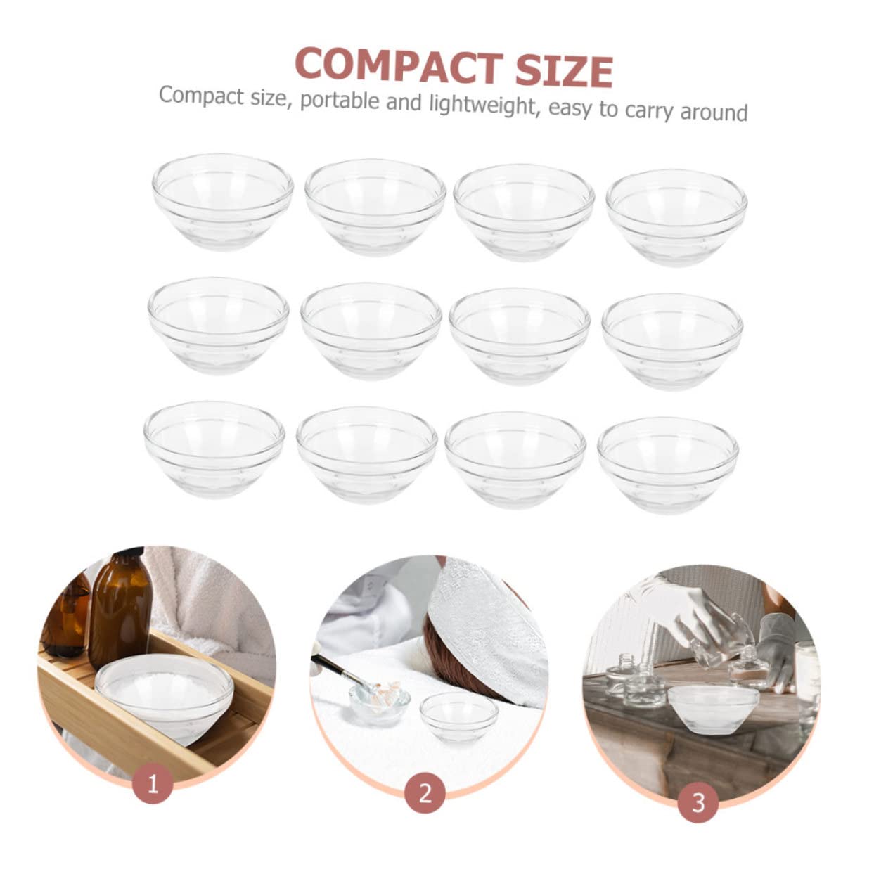 Baluue 12-Piece Glass Beauty Salon Essential Oil Bowl Set - Face Tools, Sauce Containers, Spa Face Condiment Bowls, Hair Coloring & Tint Bowls for DIY Mask Mixing - Perfect for Professional Salons & Home Spa Treatments