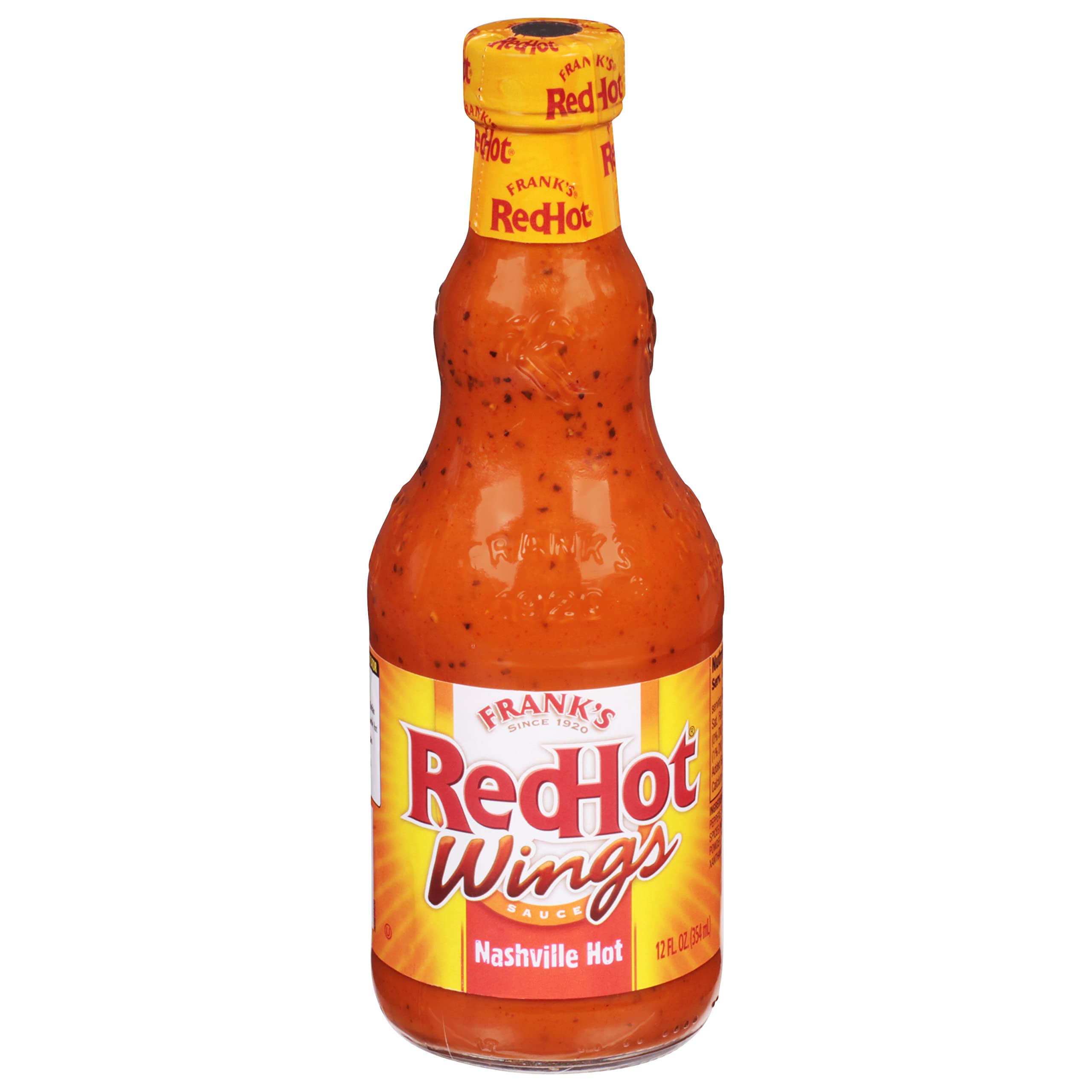 Frank's RedHot Nashville Hot Wings Sauce - 12 fl oz Spicy Buffalo Wing Sauce for Chicken, Wings, and Dips - Perfect for Game Day, BBQs, and Party Snacks