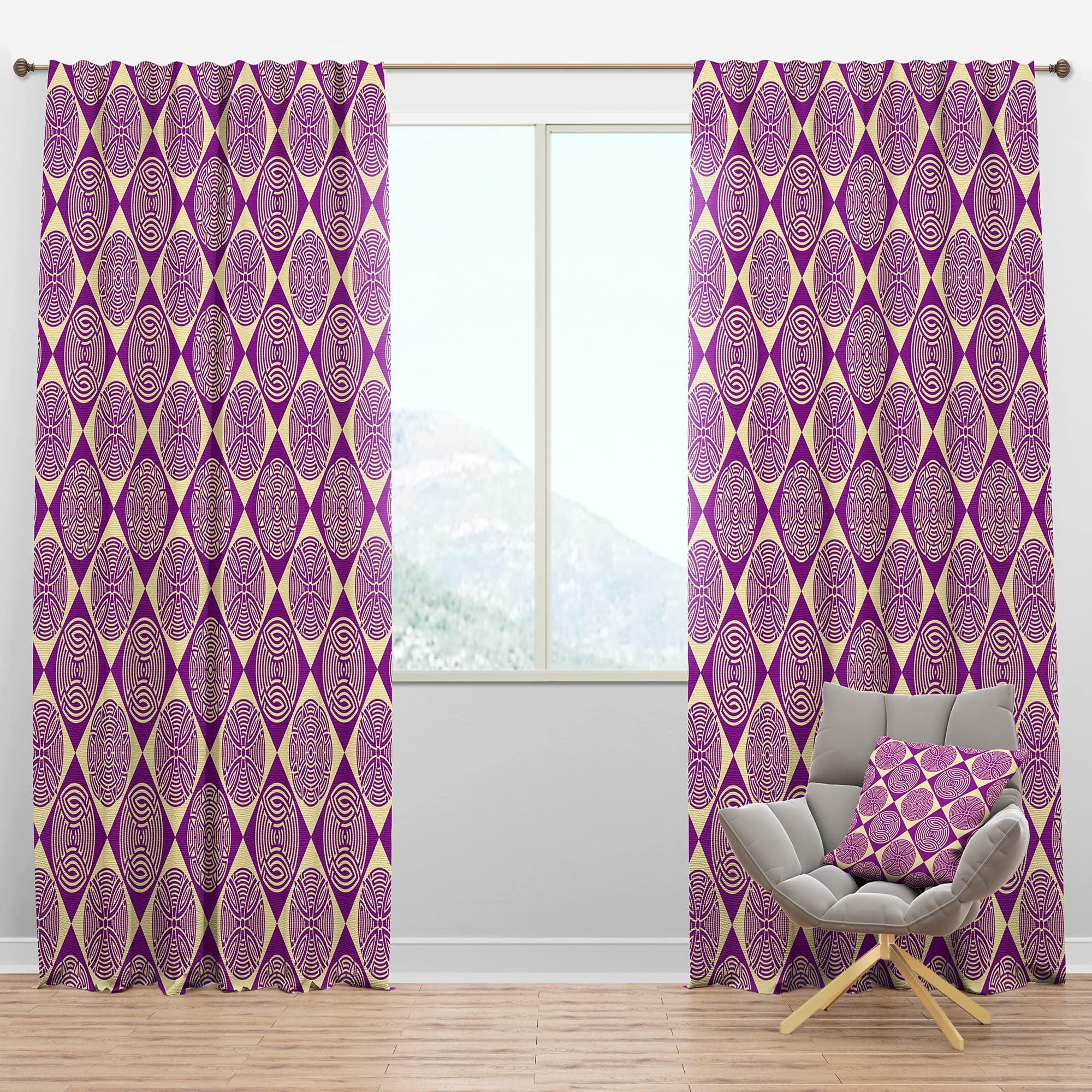 DesignQ Blackout Curtains - Retro Abstract Pattern Thermal Insulated Drapes for Bedroom & Living Room (52x84, Single Panel) - Perfect for Light Blocking, Privacy & Energy Efficiency